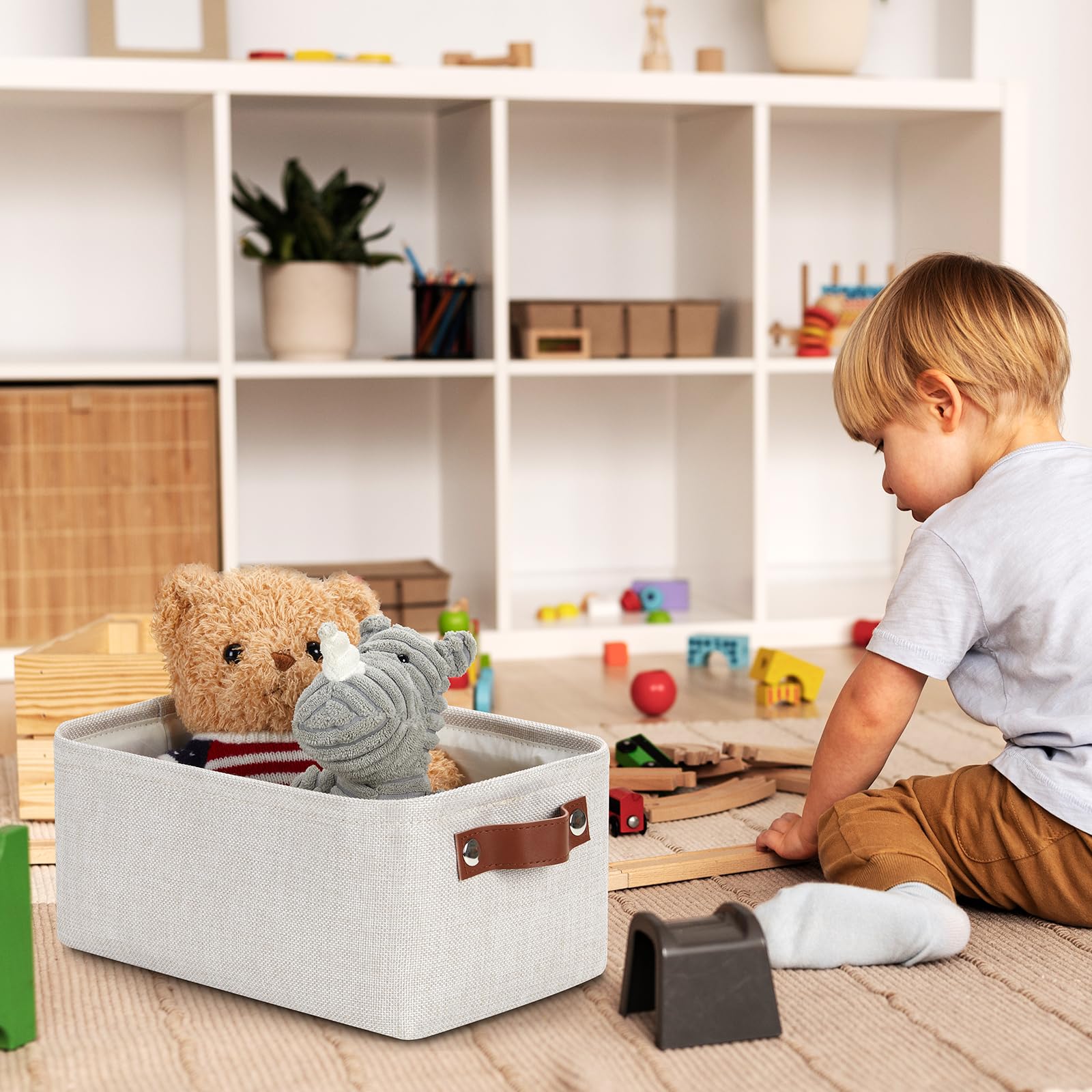 Dullemelo Fabric Storage Baskets | 11.8X7.9X5.1 Inch Small Baskets For Organizing Closet Set Of 2 Cloth Storage Baskets | Rectan