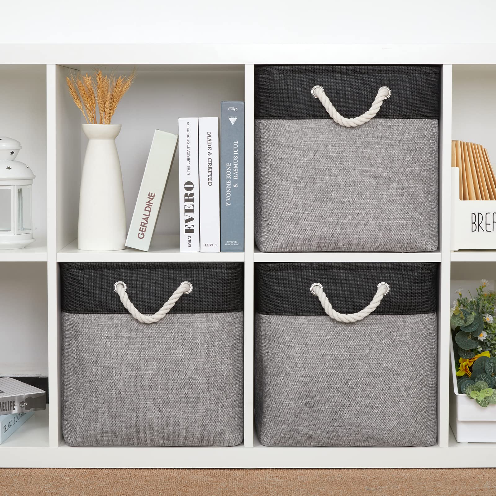 Bidtakay Fabric Cube Storage Bins For Organizing 13X13 Large Storage Baskets Decorative Storage Bins For Home Storage Set Of 3 S