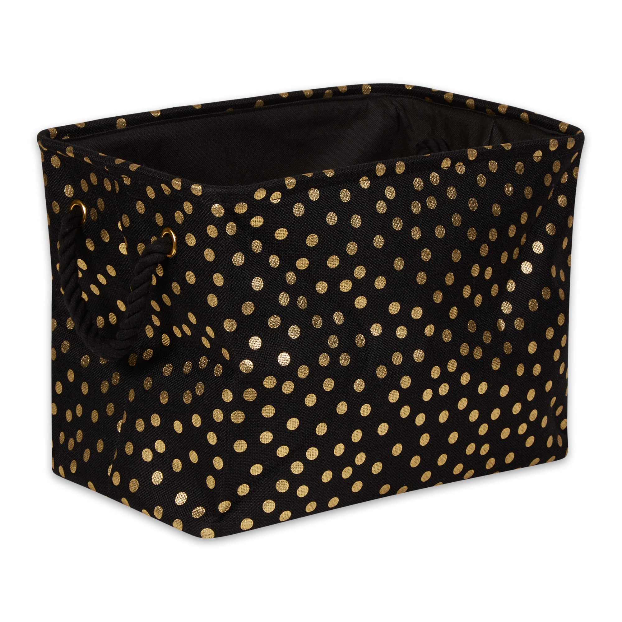 POLYESTER BIN  DOTS GOLD / NAUTICAL BLUE RECTANGLE MEDIUM 16x10x12