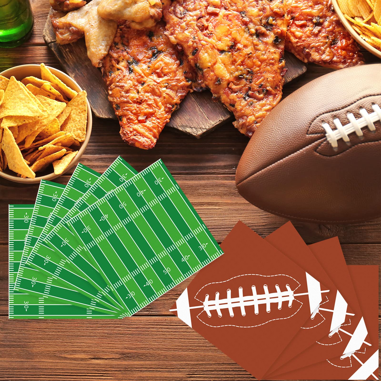 100Pcs Football Napkins Football Party Supplies Decorations Disposable Paper Napkins Set For Sport Football Frenzy Game Time Tai
