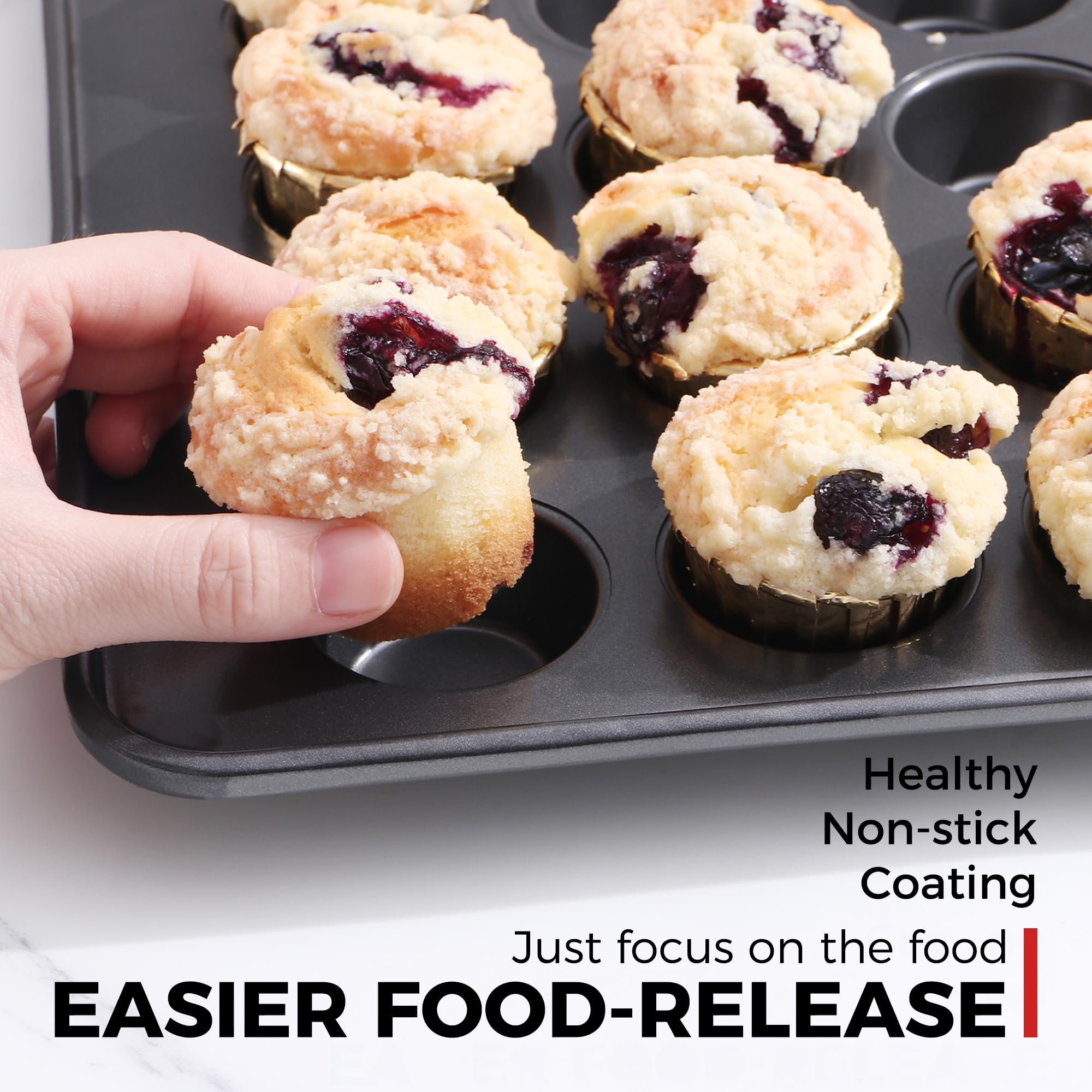 Hongbake 48 Cup Mini Muffin Pan, Small Cupcake Pan, Premium Nonstick Muffin Tin For Baking Cheesecake, Dishwasher Safe And Heavy