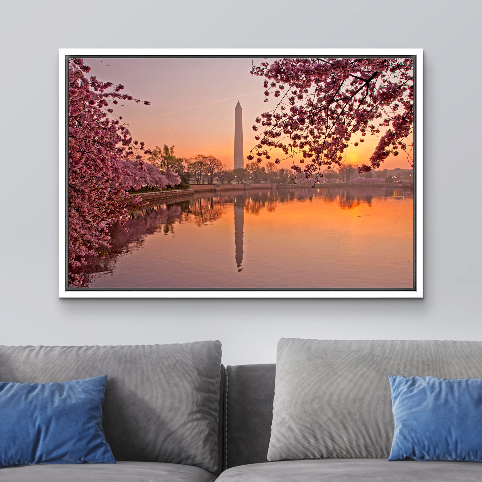 Framed Canvas Prints Wall Art - Cherry Blossom Festival At The National Mall Washington, Dc | Modern Wall Decor/Home Art Stretch
