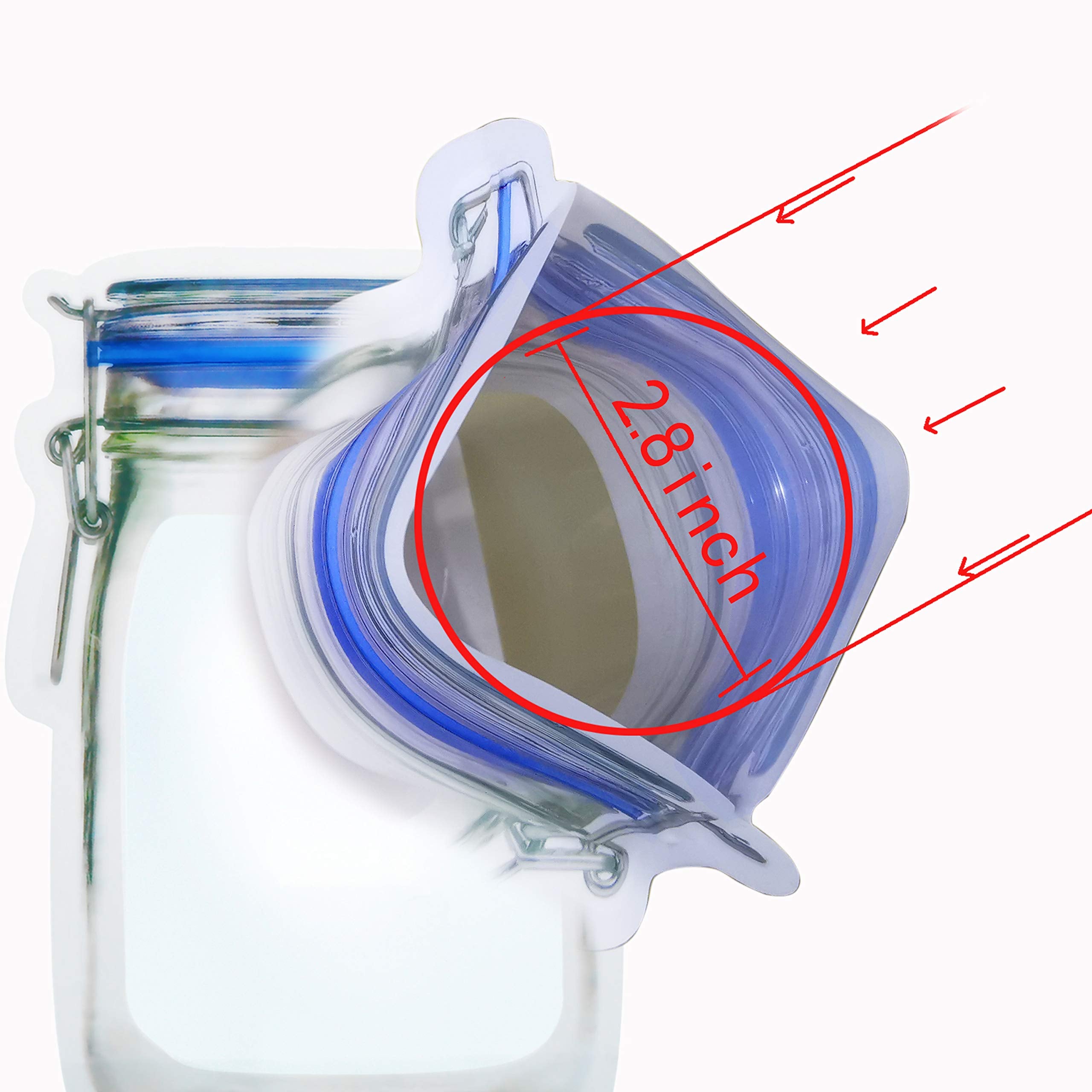 Laffeya Candy Snacks Bag, Mason Jar Bags, 20 Pack 1000Ml 9.6X6.6Inch Reusable Bags, Reusable Bags Food Snack Storage Bag, Leakpr