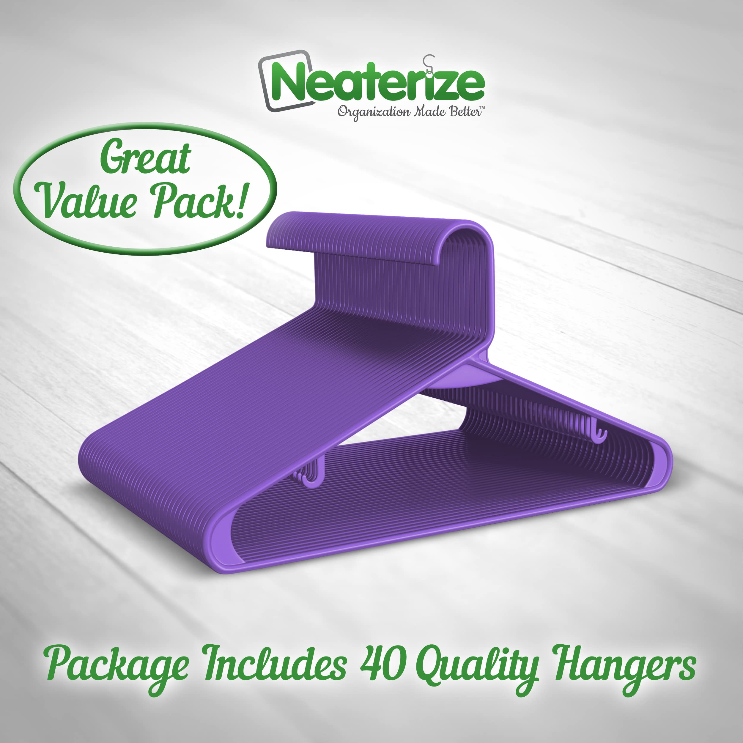 Clothes Hangers Plastic 20 Pack - Purple Plastic Hangers - Makes The Perfect Coat Hanger And General Space Saving Clothes Hanger
