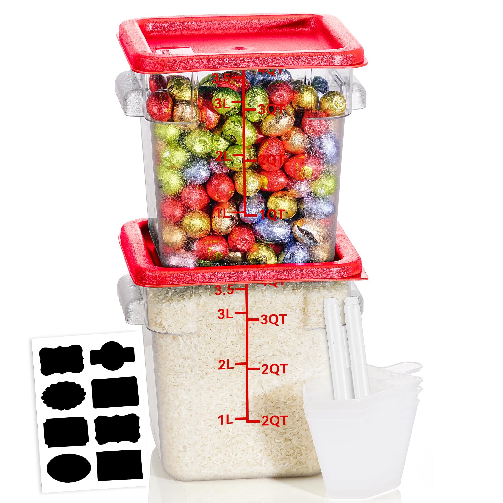 4Qt Nsf Food Storage Containers: 2 Pcs [Food Grade][Hot&Cold Resistant] Commercial Clear Food Storage Containers With Lids For R