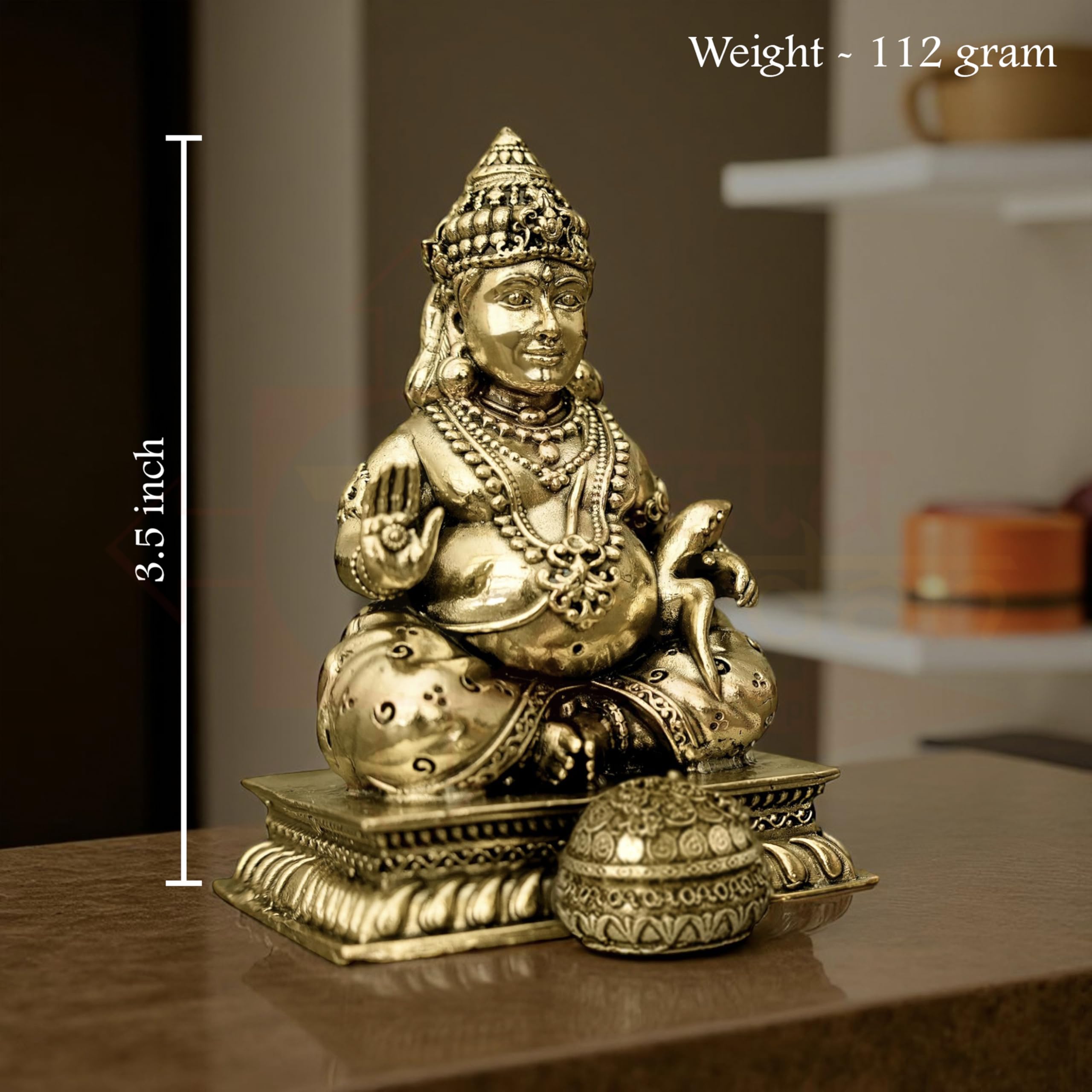 Vastu Vardan Brass Kuber Statue | Height-7.6 Cm Aprrox. | Weight-112 Gram Approx. | Vastu Idol For Home And Office | Zonal Place