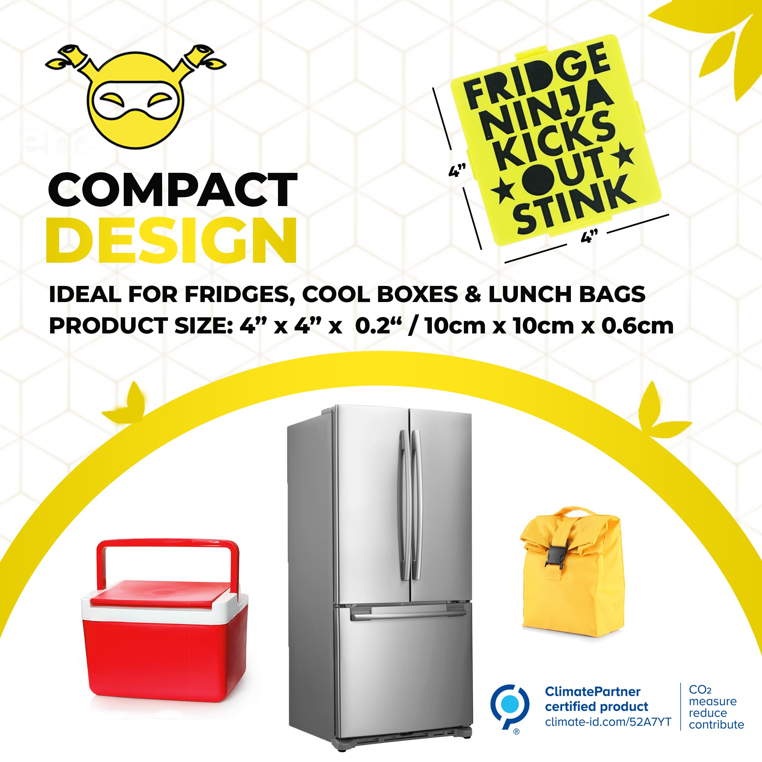 Fridge Ninja Compact Fridge Deodorizer (2 Pack) - More Effective Than Baking Soda - Compact Size Refrigerator Deodorizer Made Of