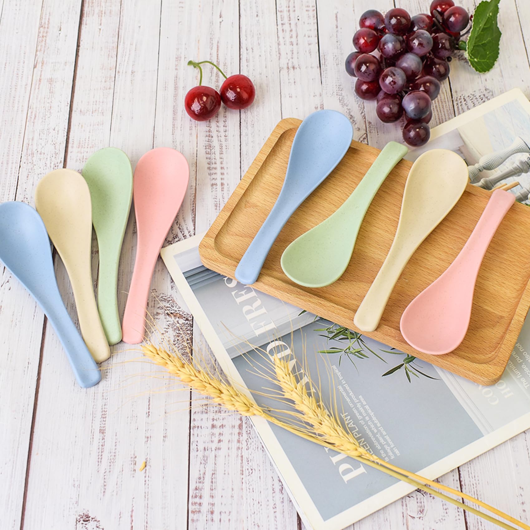8 Pcs Plastic Spoon Dinner Spoons, Lnrkai Portable Reusable Soup Spoon Reusable Multicolor Lightweight Durable Spoon Dishwasher