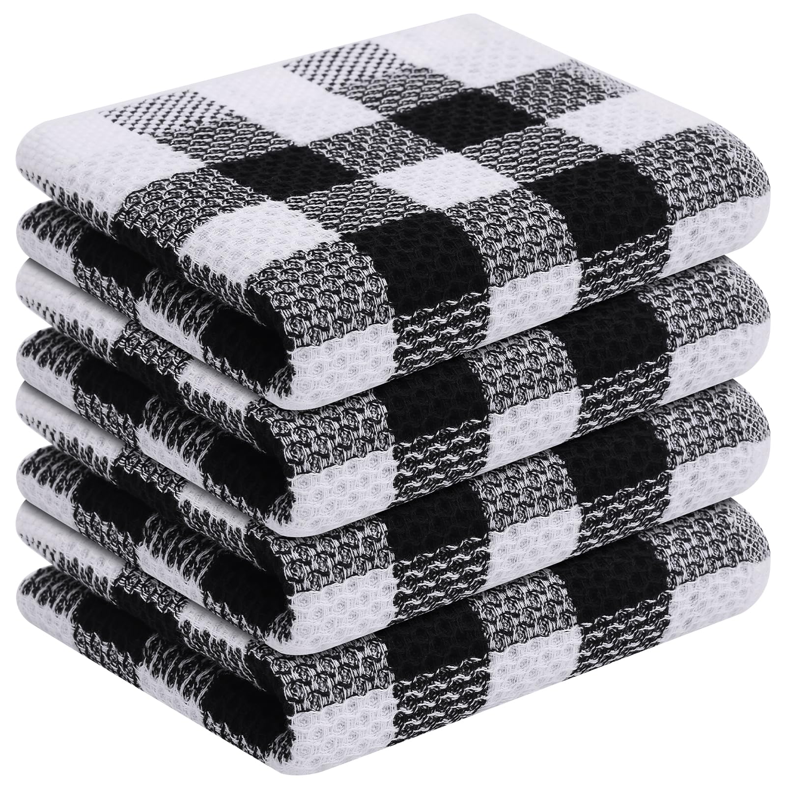 Homing Buffalo Plaid Kitchen Towels Set, 4 Pack 100% Cotton Waffle Weave Dish Towels For Kitchen, Super Soft Absorbent Kitchen H