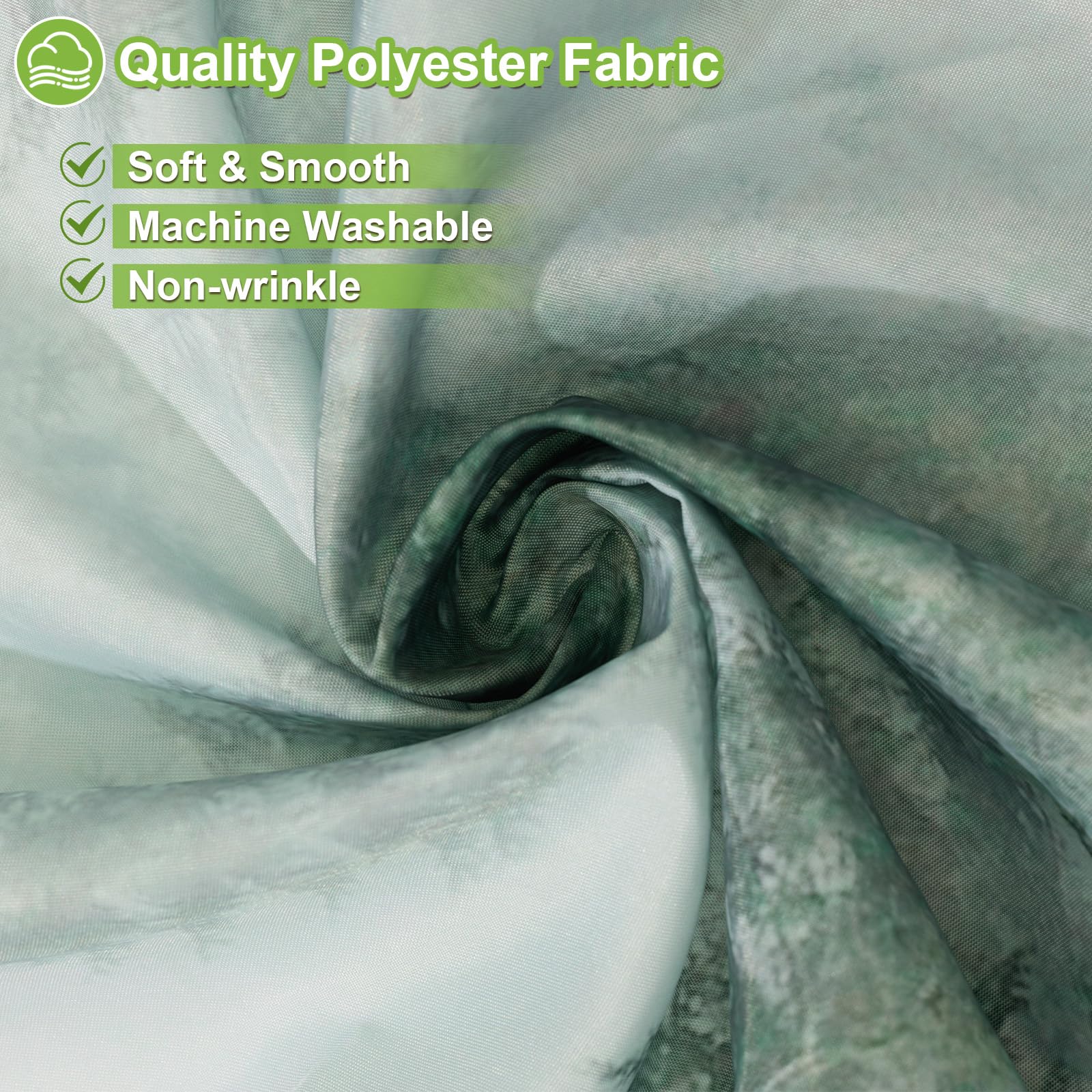 Ortigia Misty Forest Stall Shower Curtain For Small Bathroom, Green Half Size Narrow Nature Woodland Shower Curtain Set With Hoo