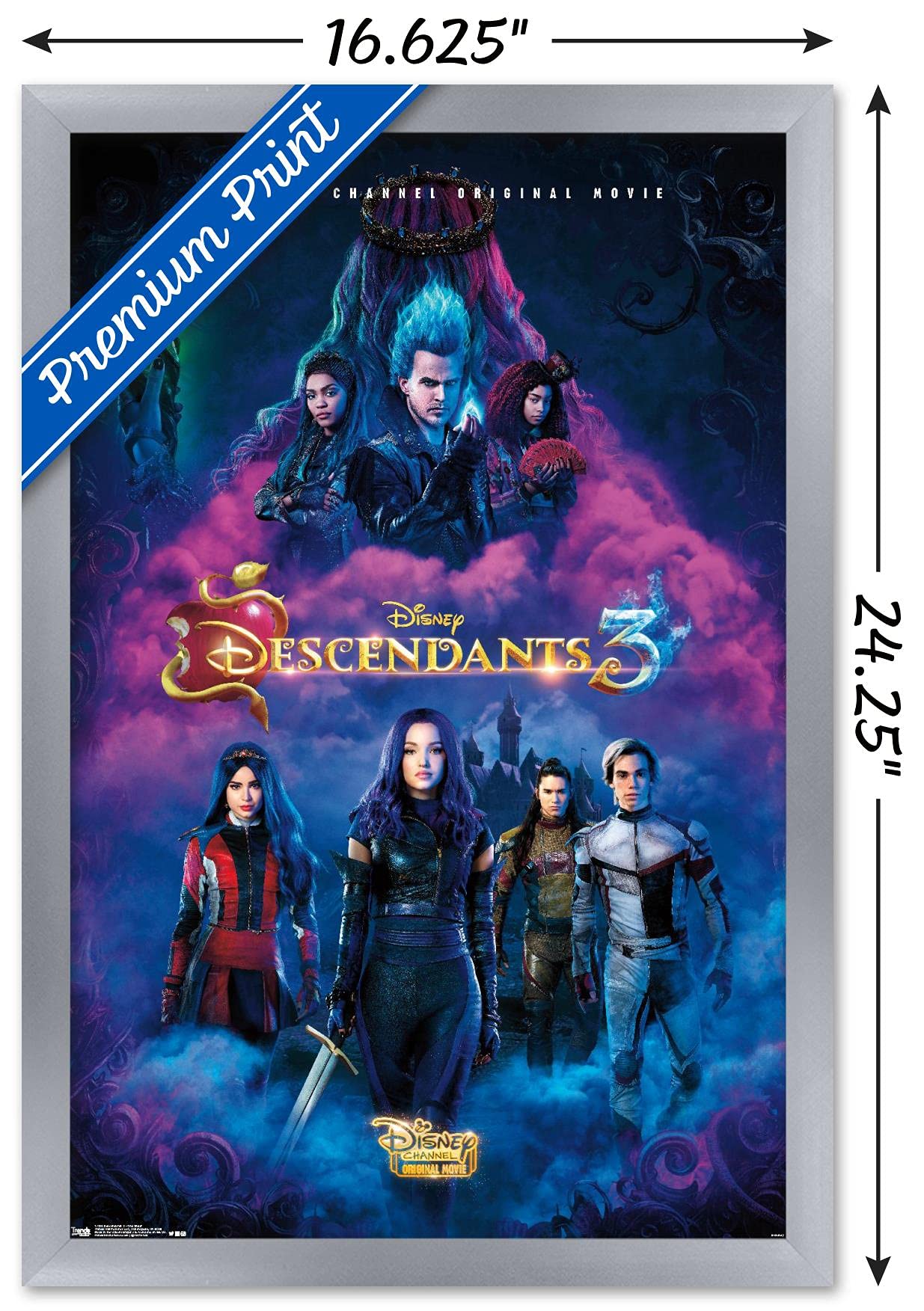 Trends International Disney Descendants 3 - One Sheet Wall Poster, 14.725'' X 22.375'', Silver Framed Version