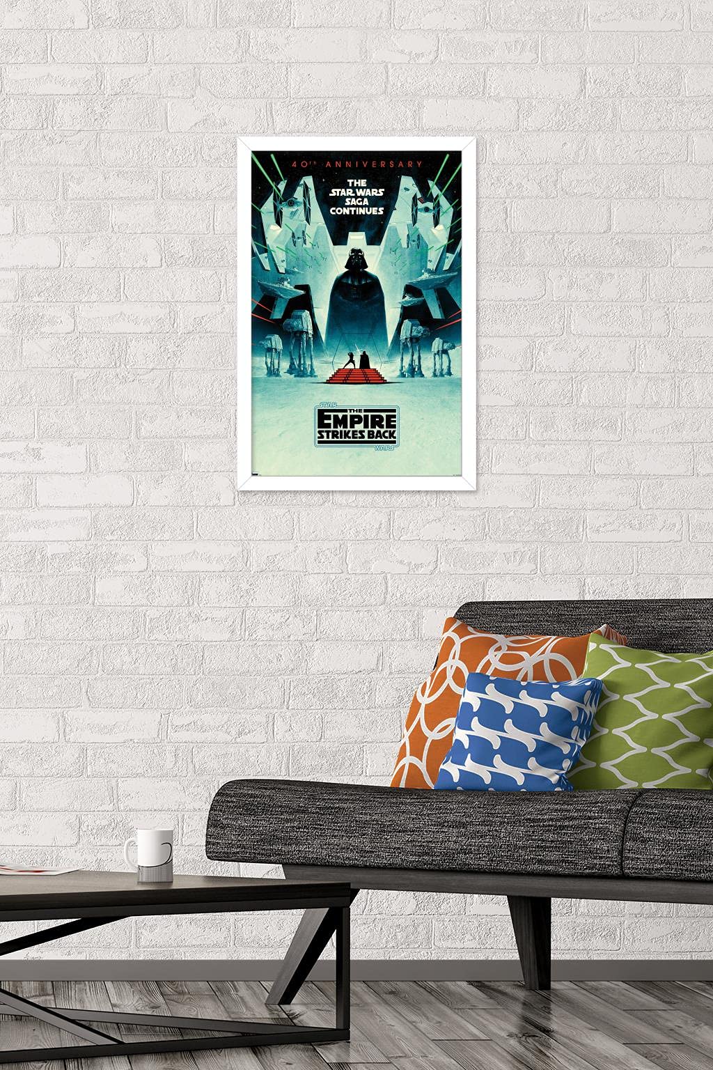 Trends International Star Wars: The Empire Strikes Back - 40Th Anniversary Wall Poster, 14.725'' X 22.375'', White Framed Versio