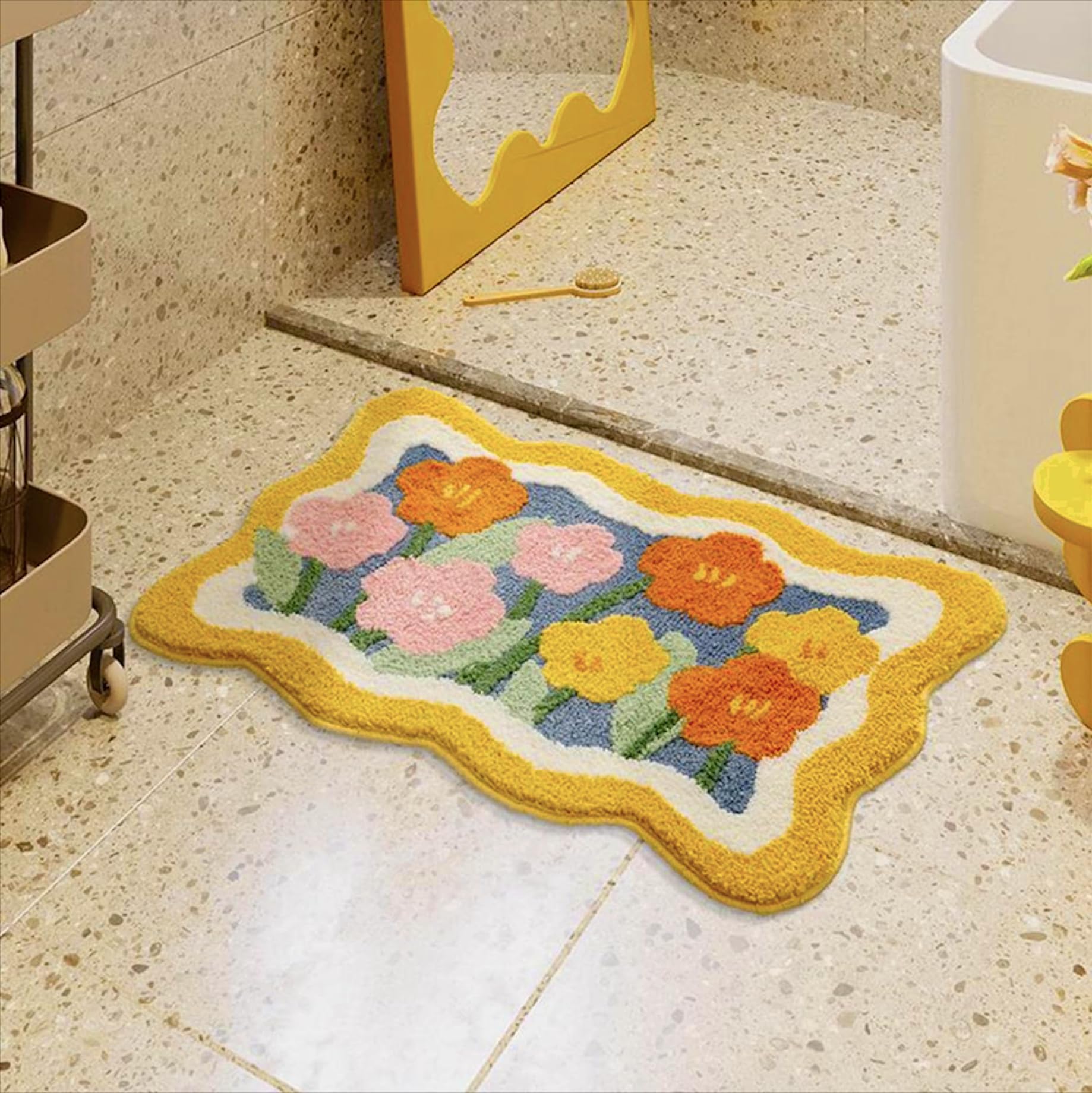Roseate Lily Super Soft Anti Skid (40X60 Cm) Super Absorbent Mats Microfibre 2000 Gsm Mat For Bathroom/Bedroom/Kitchen/Door Mat/