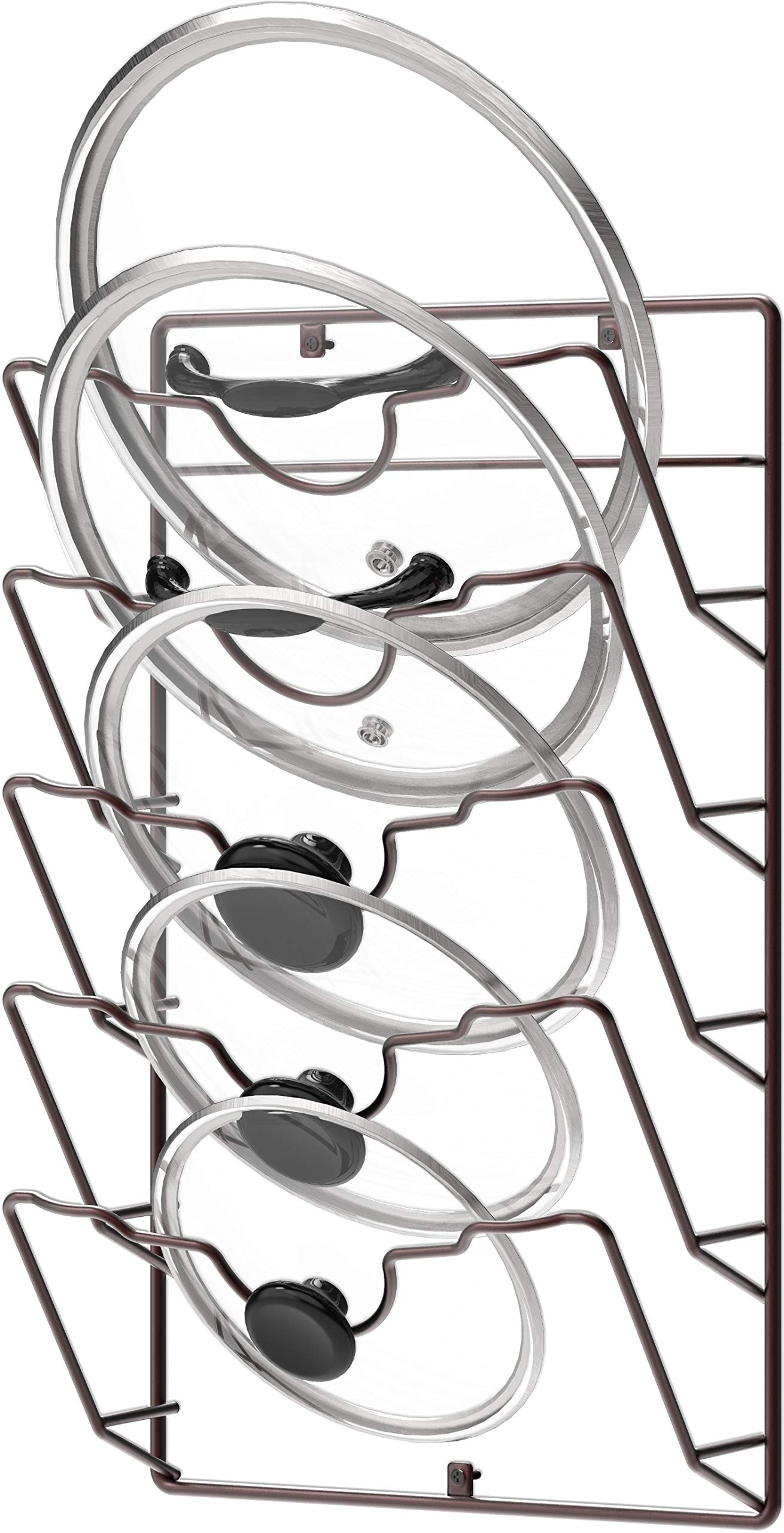 Simple Houseware Wall Door Mounted Pot Lid Rack, 9.5'' Wx4.5 Dx17.2 H, Bronze Finish