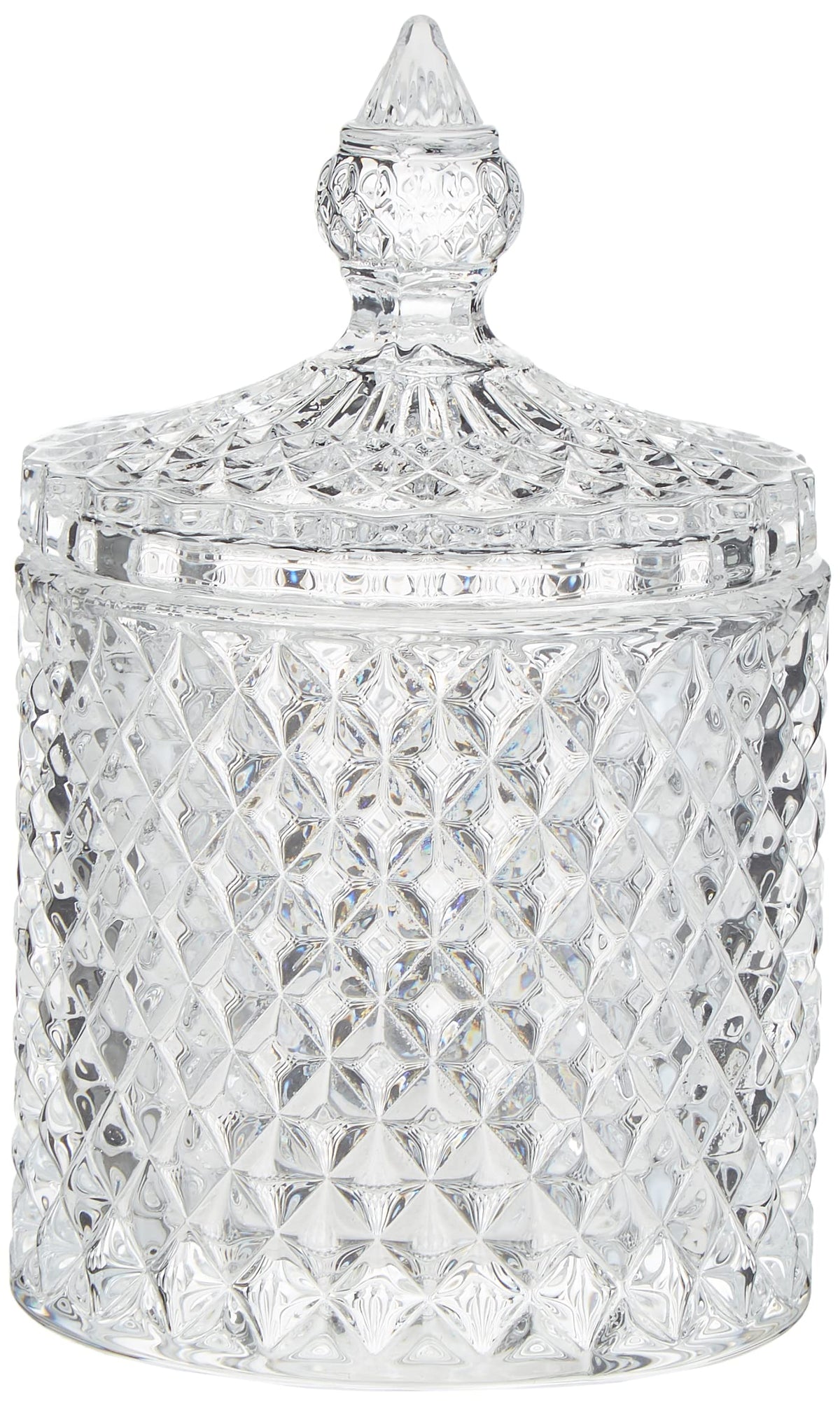 Rocktrend Home Decorative Butterfly Candy Jar Candy Dish Candy Buffet Storage Container Clear Crystal Diamond Faceted Jar With C