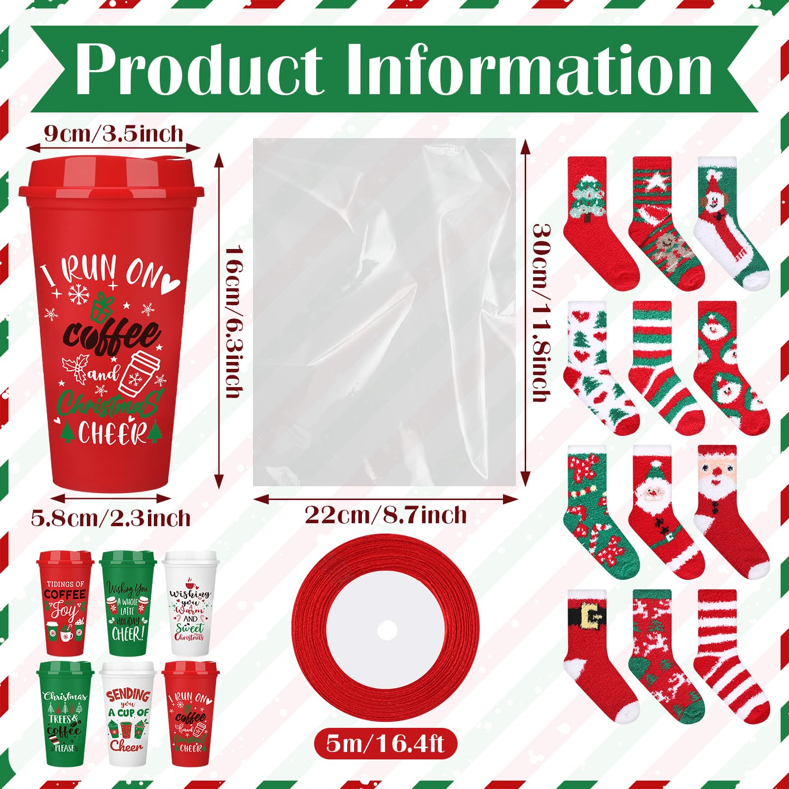 Pickmesh 40 Pcs Christmas Bulk Gifts for Coworkers Funny 16 oz Christmas Coffee Cup Fuzzy Socks Set for Women Holiday Gift(Class