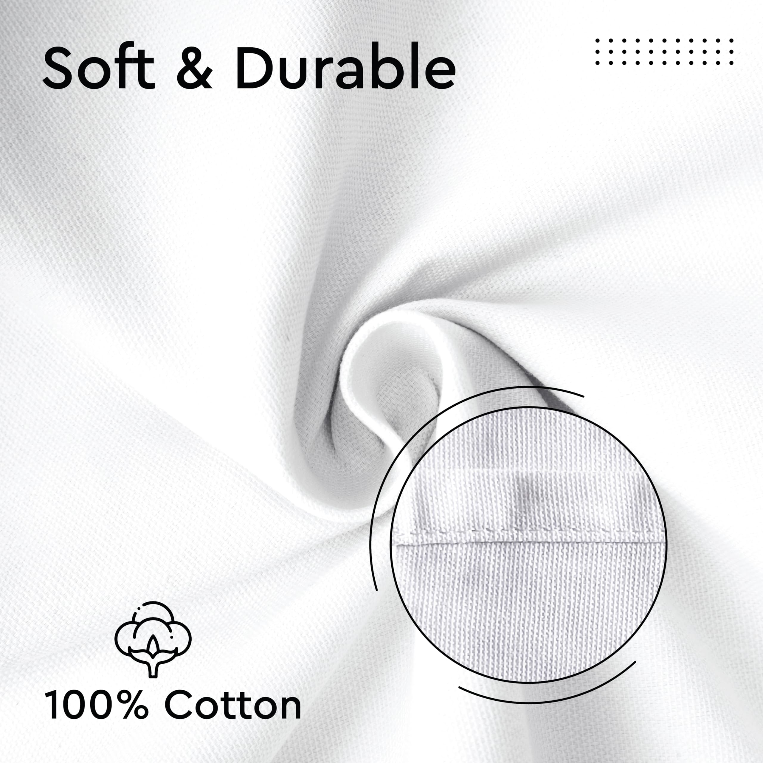 Encasa Cotton Cloth Napkins | Set Of 6 | Size 17 ''X17 '' | White Solid Color | Machine Washable