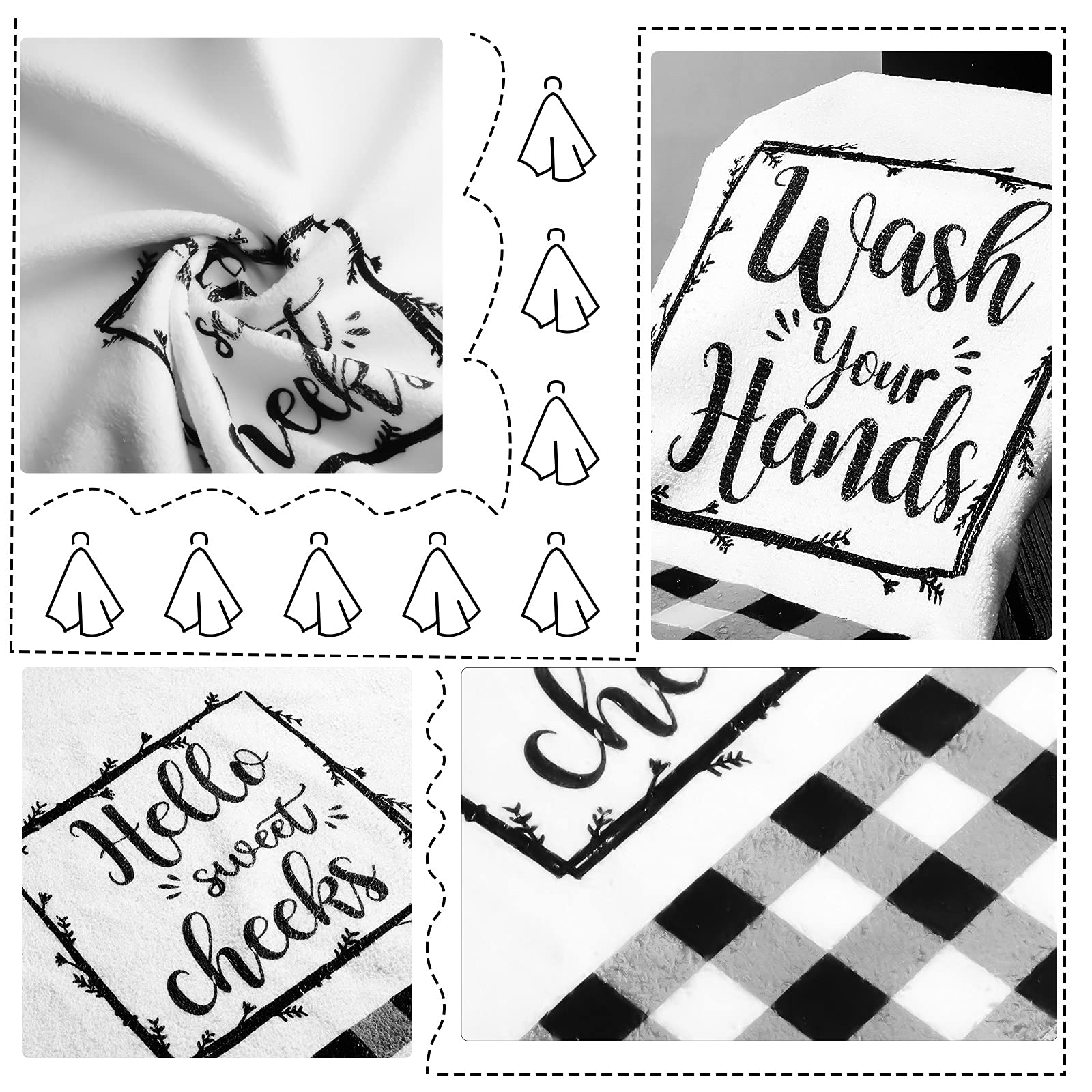 2 Pieces Buffalo Plaid Hand Towels Farmhouse Hand Towel For Bathroom Black White Bath Towels Funny Buffalo Plaid Hand Towels Bat