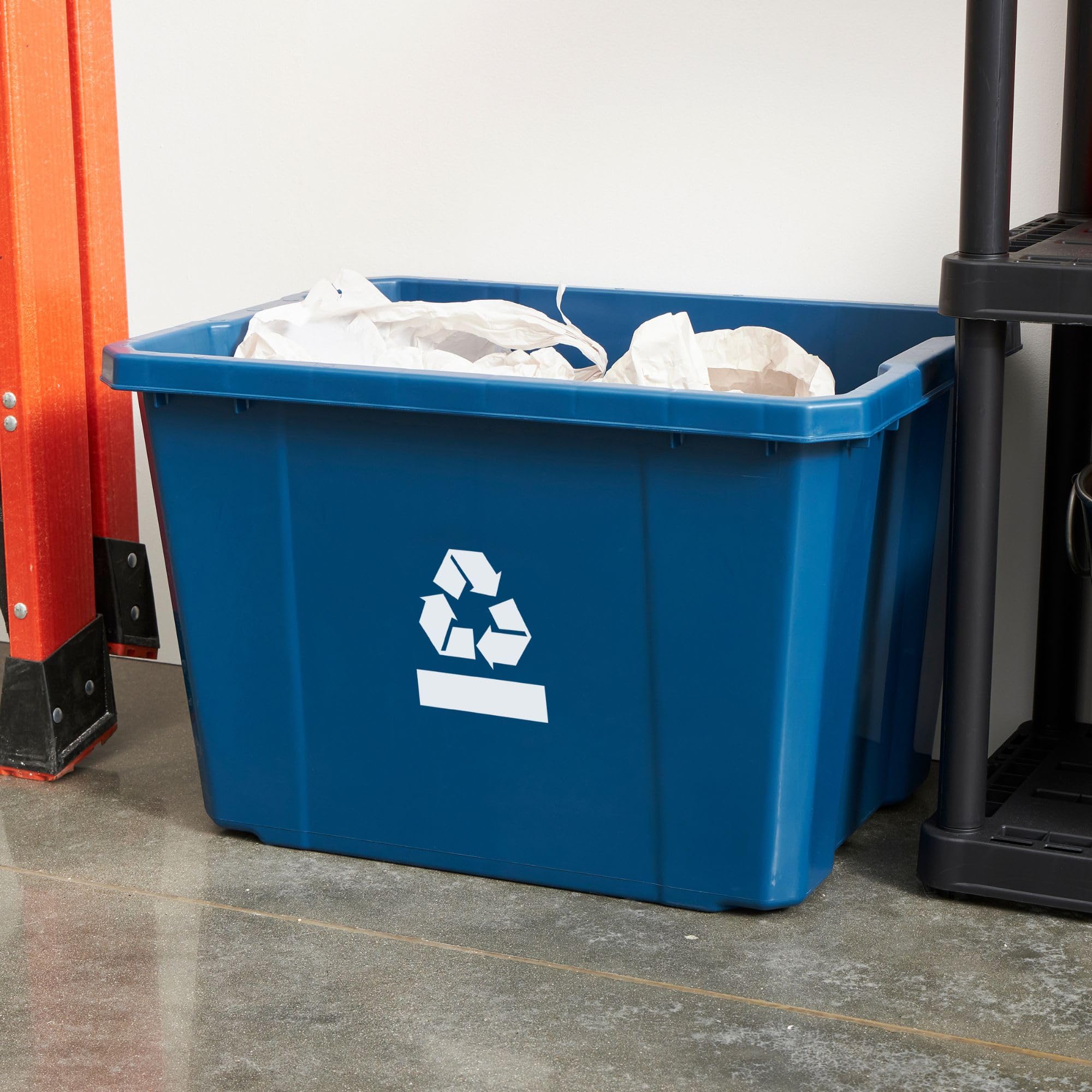 Gracious Living Recycling Bin Container, Plastic Trash Bin, 17 Gallons, Blue