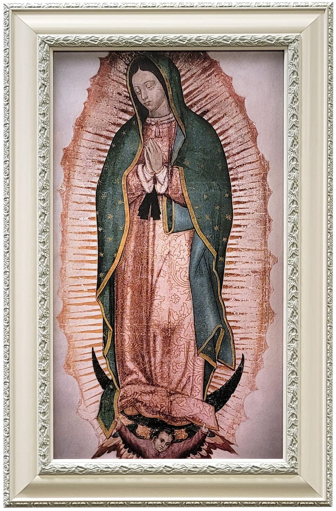 Mom'S Art Studio - Virgen De Guadalupe Wall Decor 44 X 27.75 Inches, Virgin Mary Print, Museum Look Art Frame, Artists Acrylic C