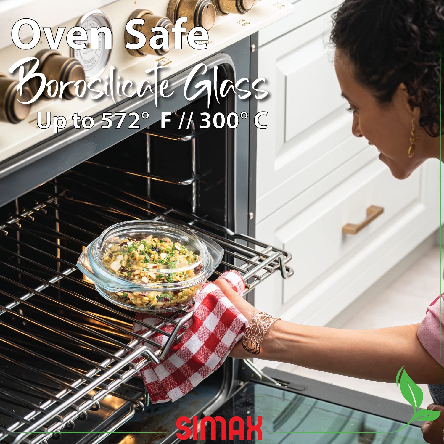 Simax Casserole Dish With Lid, 24 Ounce Round Glass Cookware, Oven And Microwave Safe Borosilicate Glass, Made In Europe 0.75 Qt