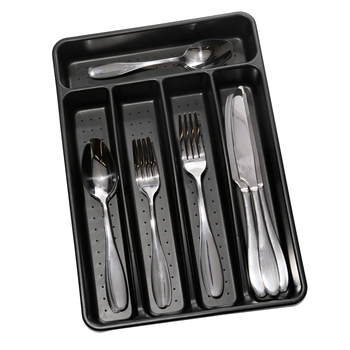 Madesmart Classic Mini Silverware Tray Soft Grip, Non-Slip Kitchen Drawer, Multi-Purpose Home Organization, Bpa Free, 5 Compartm