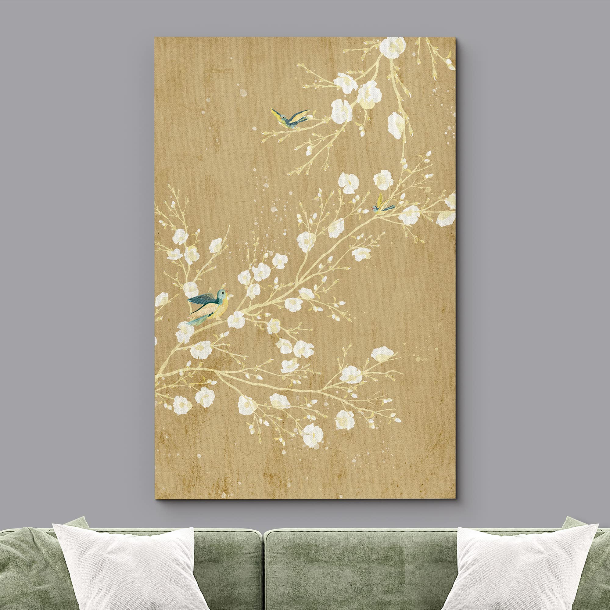 Wall26 Canvas Print Wall Art Retro Wood Panel Blooming Pink Flowers Nature Wilderness Illustrations Modern Art Decorative Multic