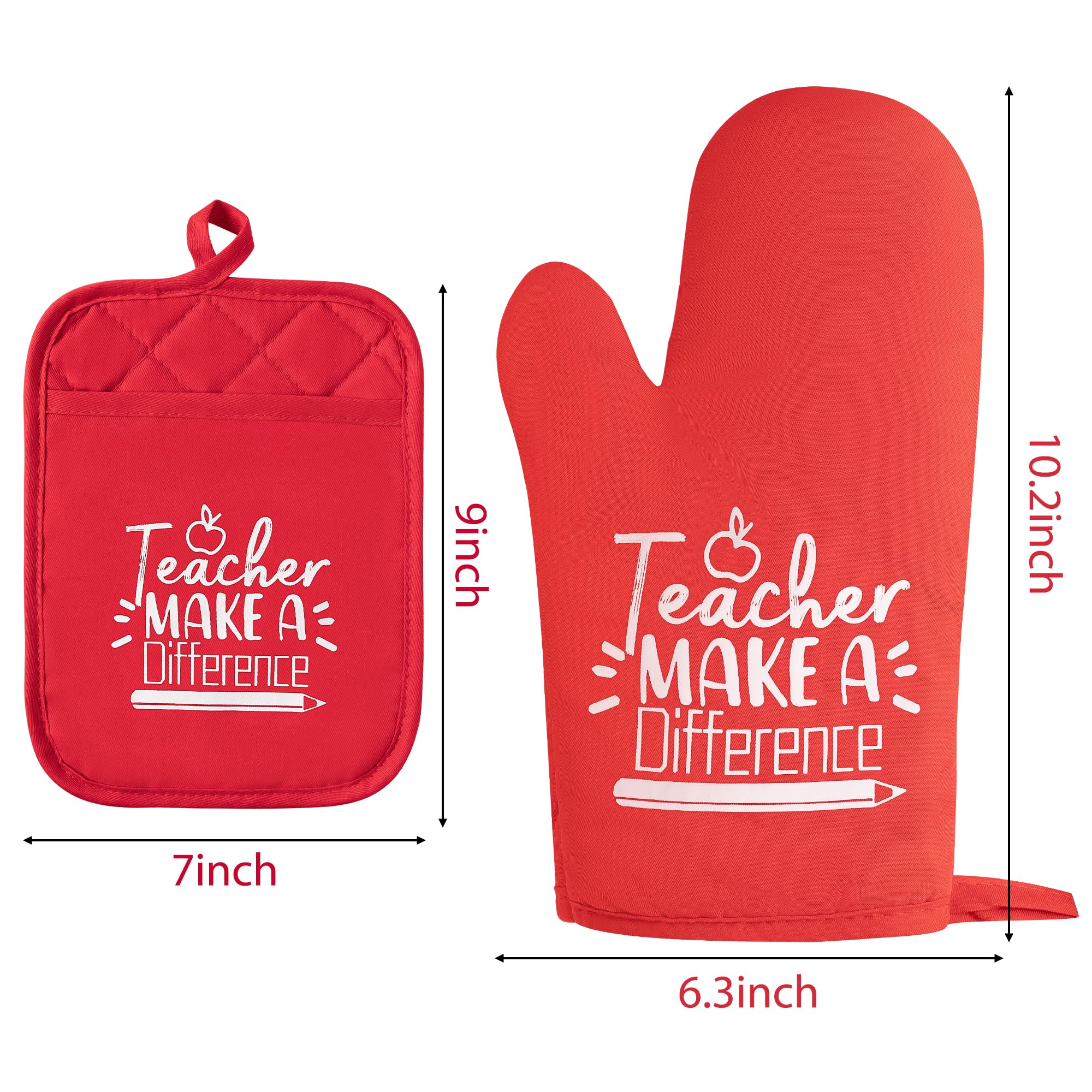 Grobro7 6Pcs Cotton Oven Mitts Pot Holders Teacher Appreciation Week Gift For Women Men Teacher Make A Difference Pocket Pothold