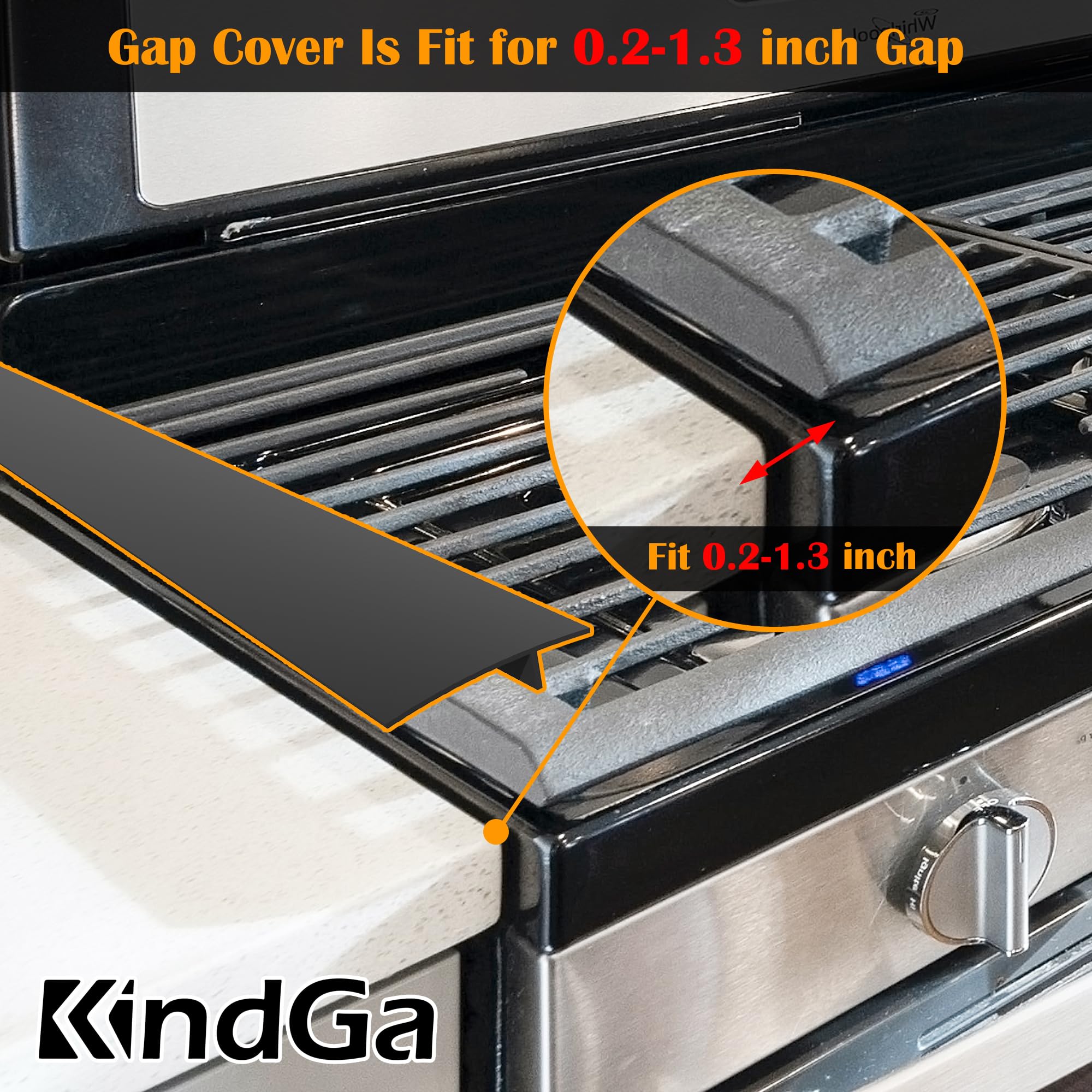Silicone Stove Counter Gap Cover 21'' By Kindga, Easy Clean Gap Filler Sealing Spills Between Kitchen Counter, Appliances,Stovet