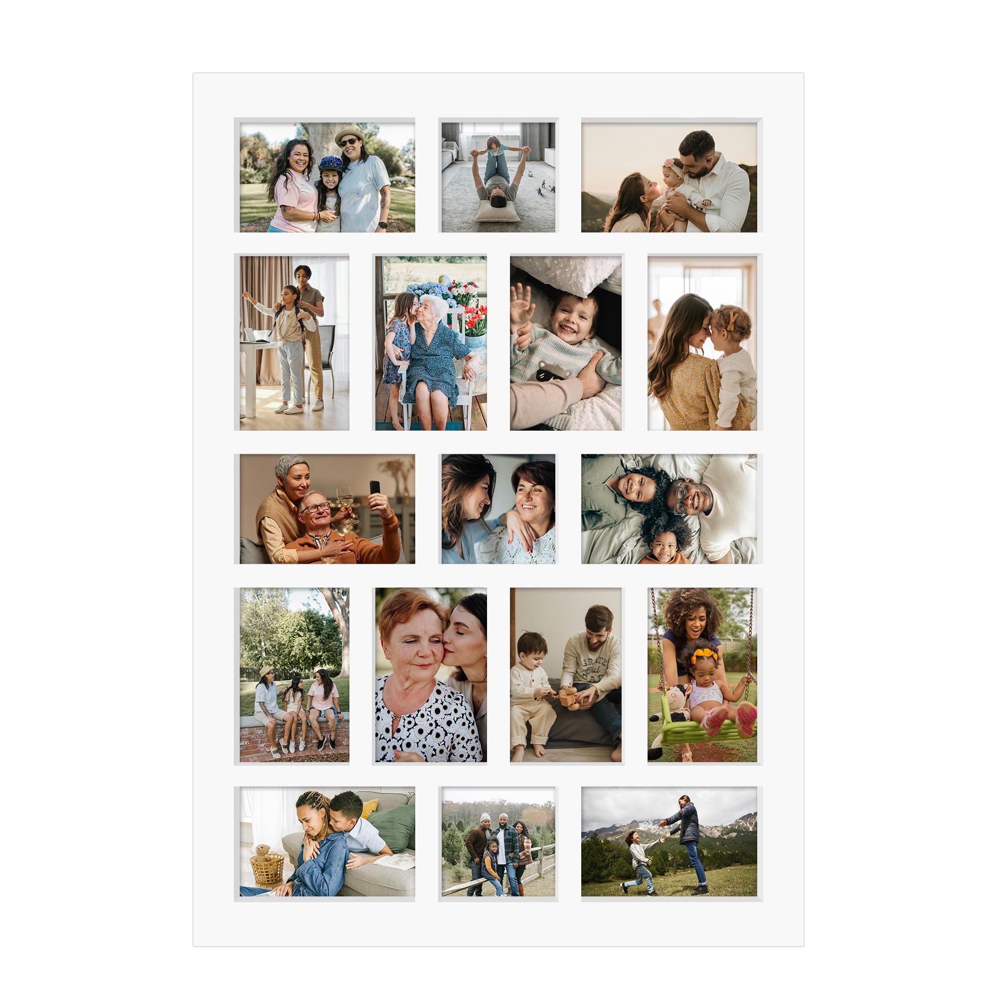 J.M.Deco 17 Opening Collage Picture Frame for Wall Decor, One-piece Photo Frame Collage Gallery Wall Hanging for 4x6 Photos, 4x4