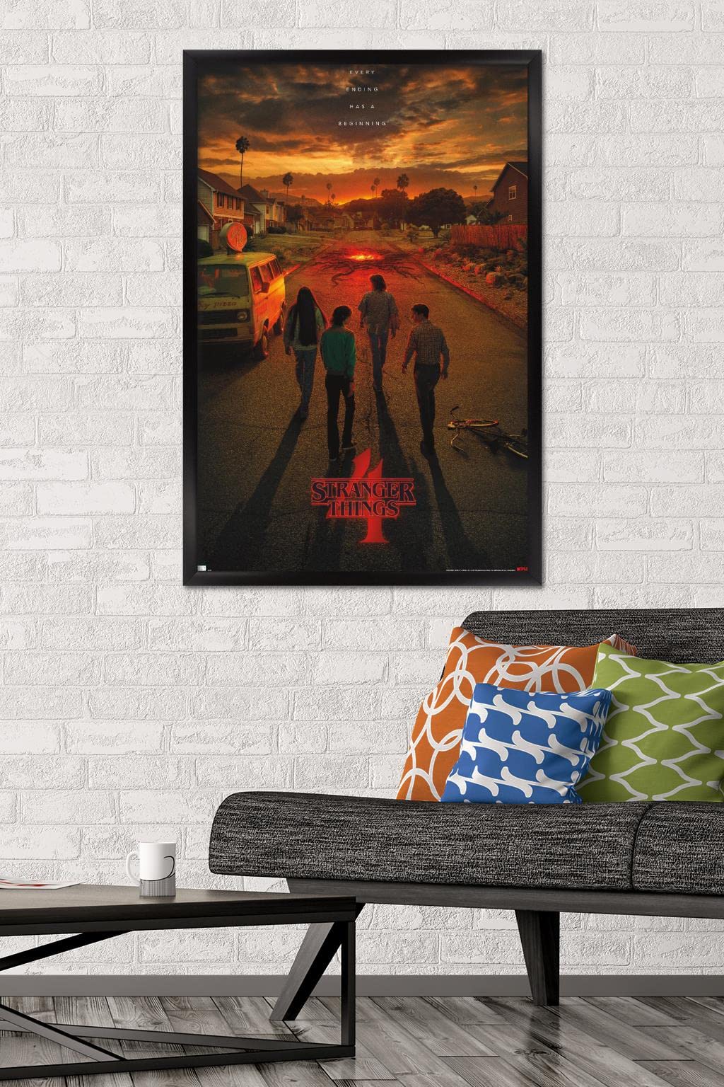 Trends International Netflix Stranger Things: Season 4 - California Teaser One Sheet Wall Poster, 22.375'' X 34'', Black Framed