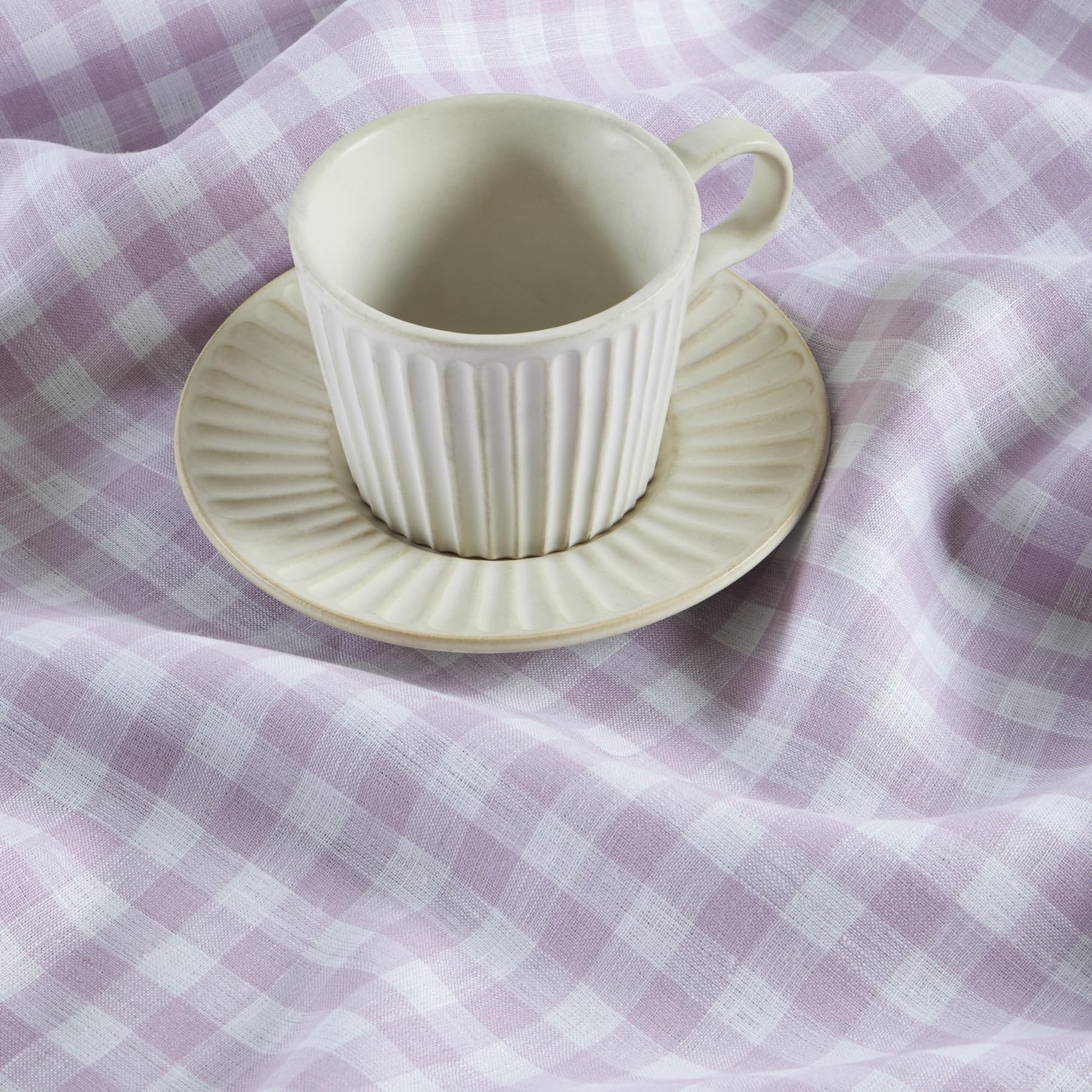 Solino Home Check Linen Dinner Napkins 20 X 20 Inch - 100% Pure Linen Lilac Plaid Cloth Napkins Set Of 4 For Spring, Easter - Gi