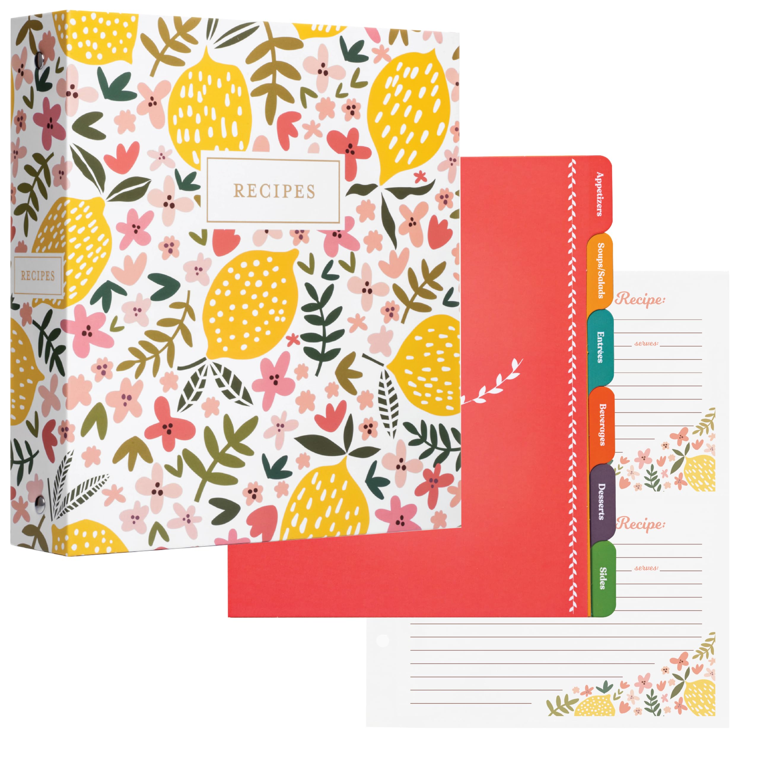Jot & Mark Recipe 3 Ring Binder 8.5X9.5 | Full-Page With Clear Protective Sleeves And Color Printing Paper For Family Recipes (8