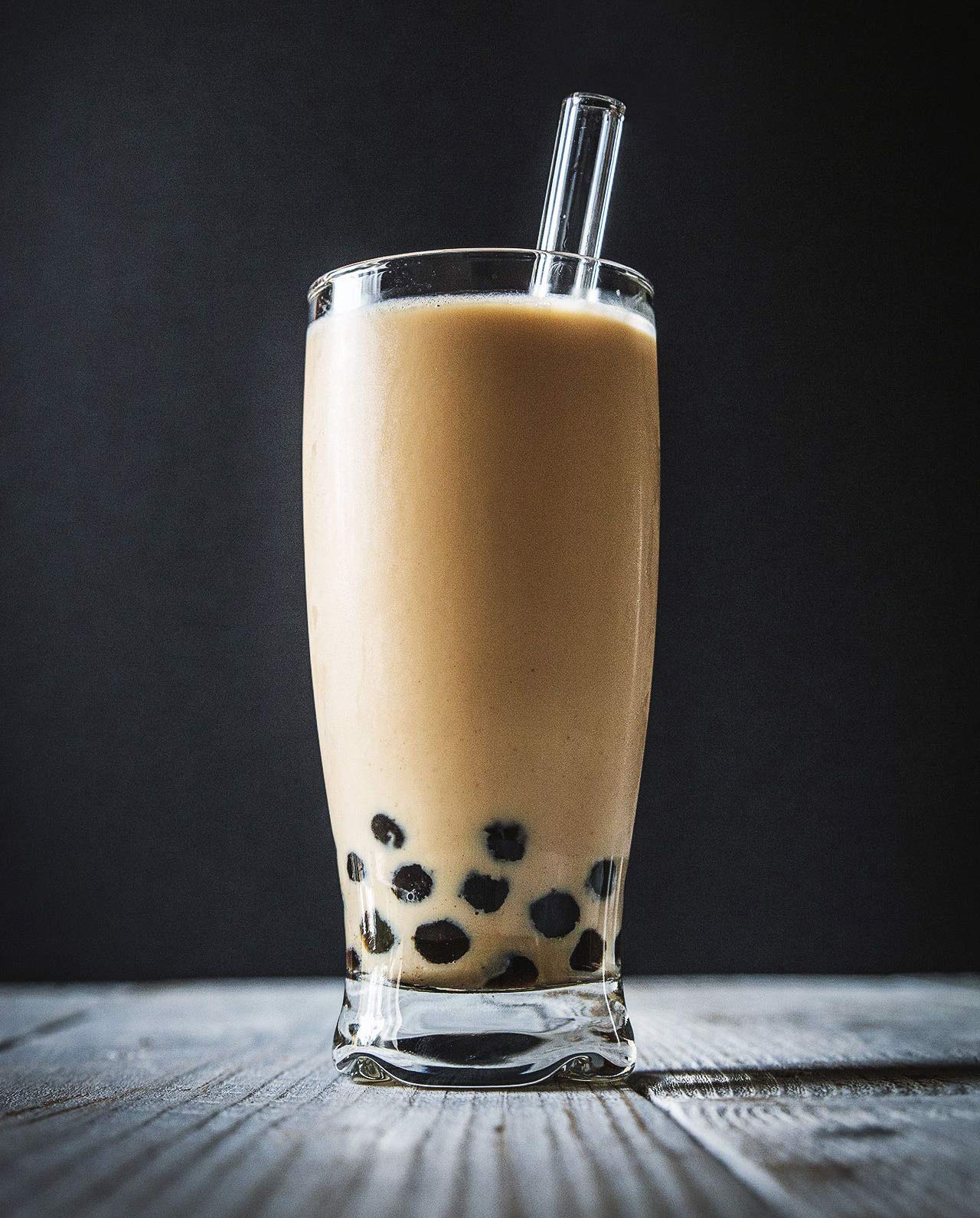 Alink Reusable Glass Boba Straws, 14Mm Extra Wide Clear Smoothie Straws For Bubble Tea, Pack Of 4 With 1 Case And 2 Brush