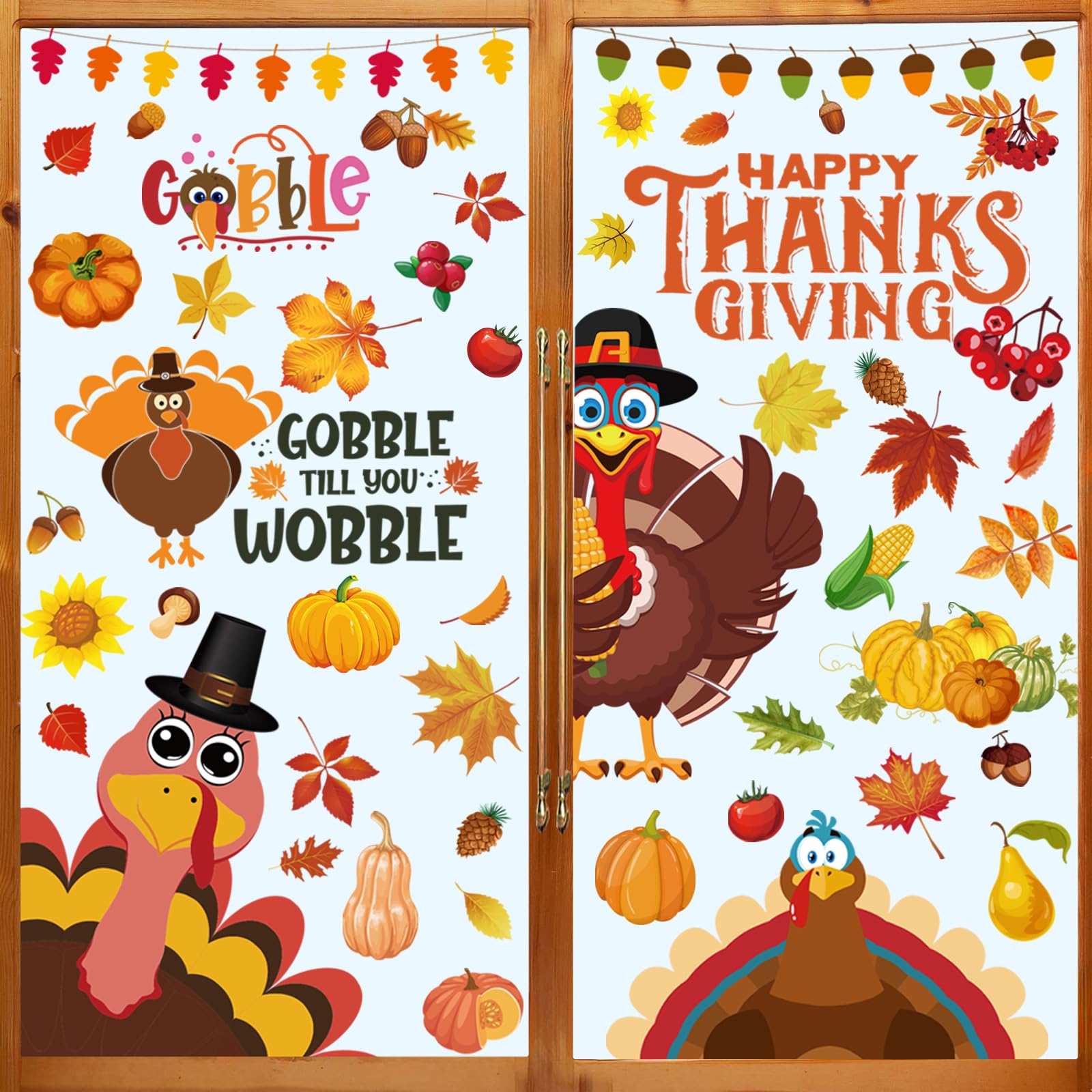Thanksgiving Decorations - 10 Sheets 143 Pcs Thanksgiving Window Clings for Glass Window Fall Decorations Autumn Harvest Turkey