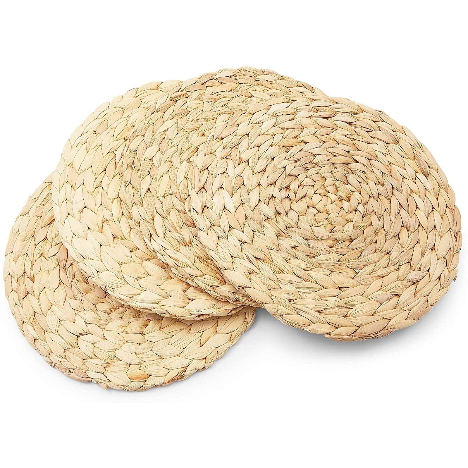 Farmlyn Creek Round Jute Woven Hyacinth Placemats (11.8 In, 4 Pack)