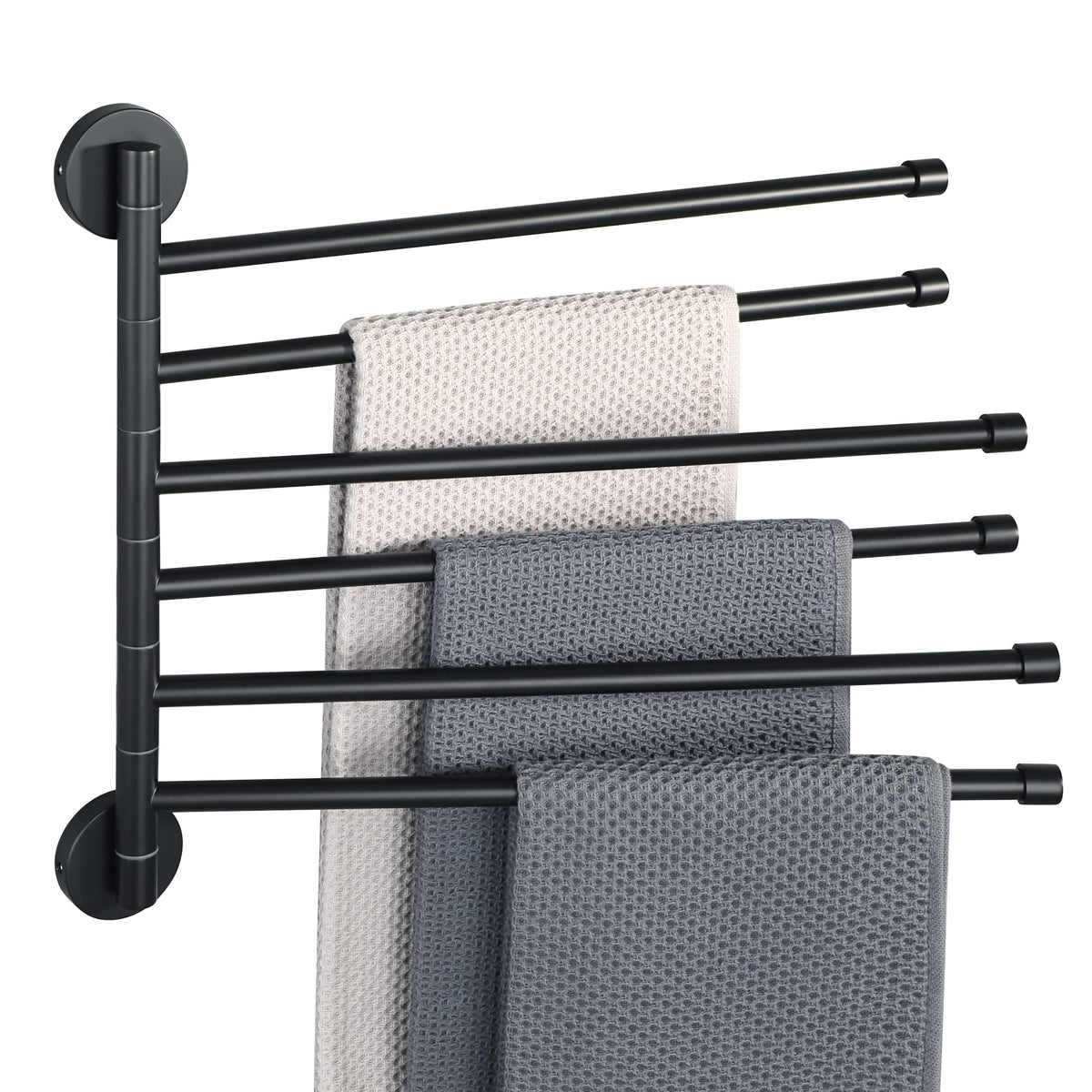 Alise Swivel Towel Rack,Folding 6 Arms Hand Towel Bars Towel Hanger For Bathroom,Wall Mount Drying Racks For Laundry,Sus304 Stai