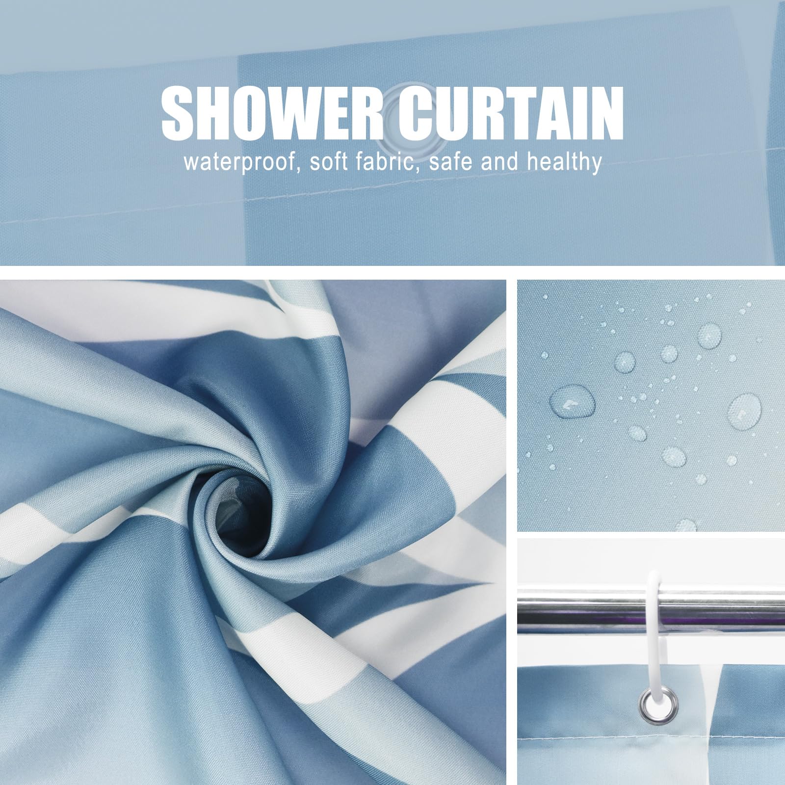 Gelbchu Moonlight Blue Shower Curtain, Waterproof Design And Polyester, Quick-Drying, Weighted Hem, Shower Curtains Set For Bath