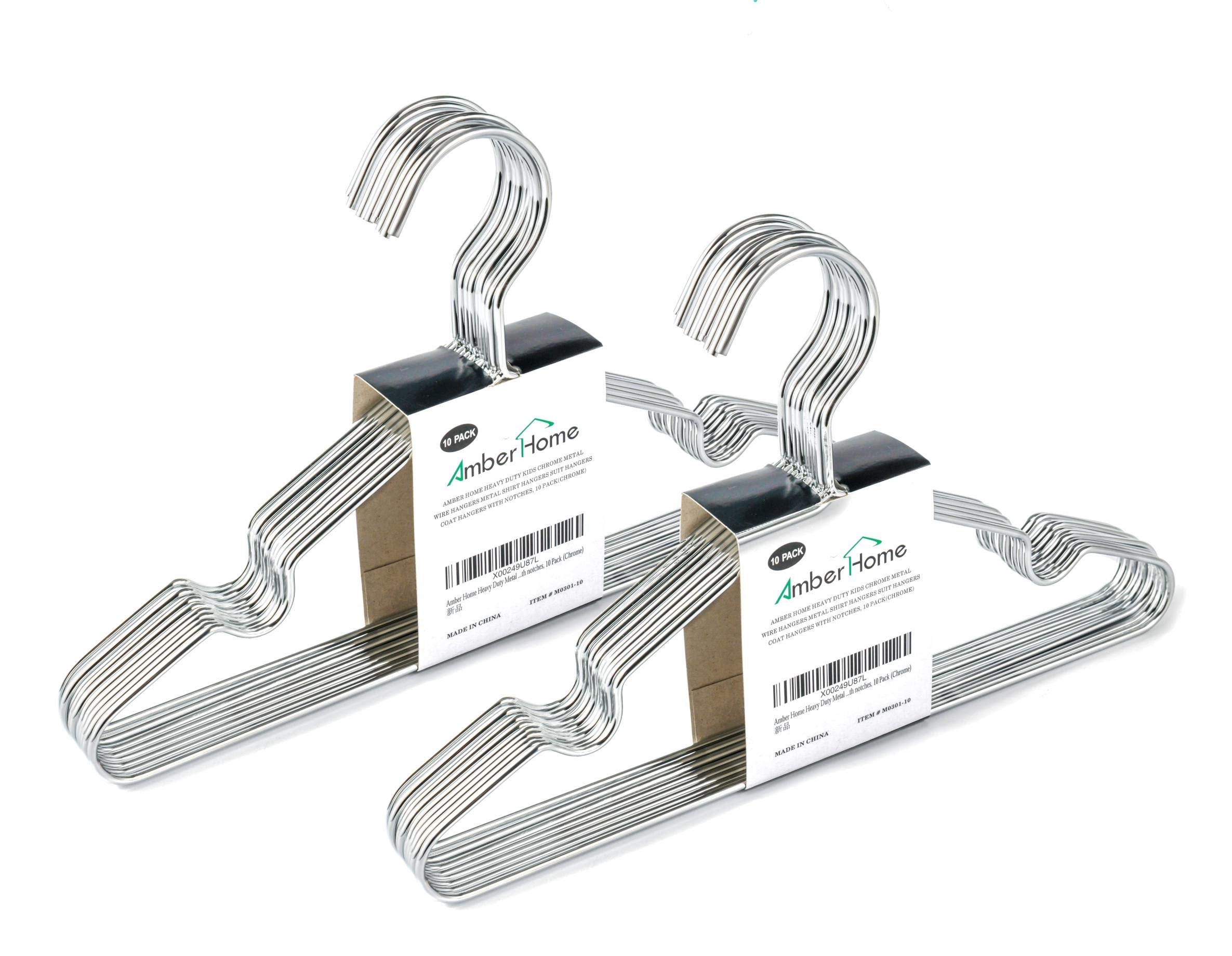 Amber Home 12'' Chrome Kids Baby Hangers 20Pack, Strong Metal Children Clothes Hangers For Closet, Space Saving Infant Hanger Fo