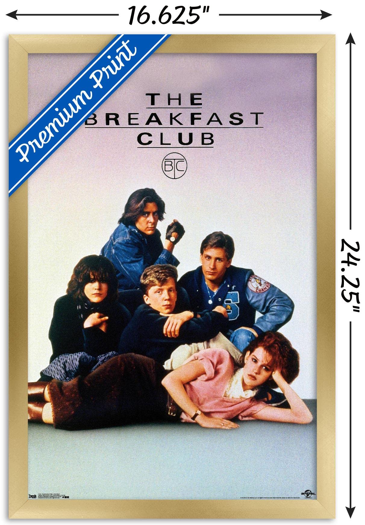 Trends International The Breakfast Club - One Sheet Wall Poster, 14.725'' X 22.375'', Gold Framed Version