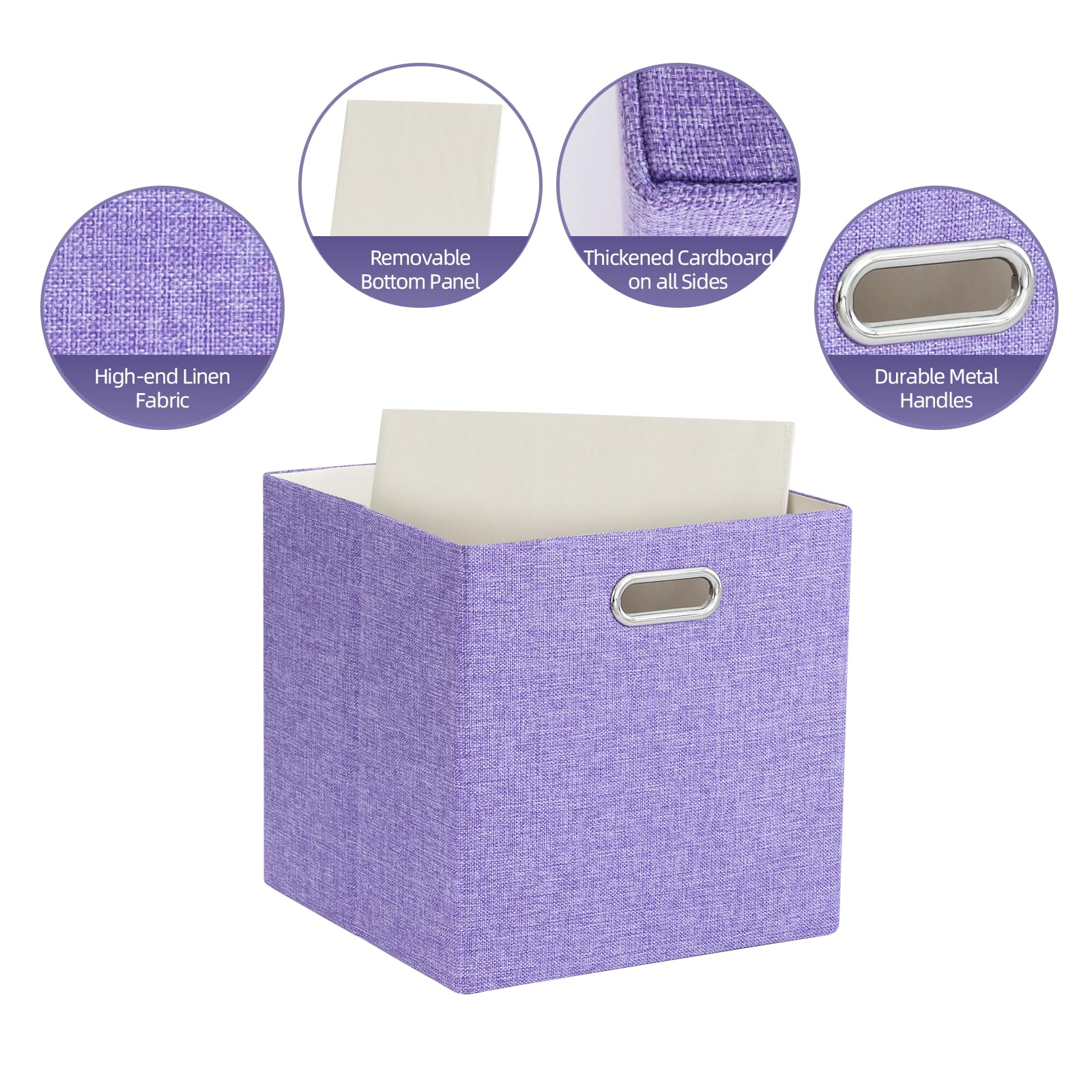 Orgmaster 11X11 Cube Storage Bins, Collapsible Fabric Storage Cubes, Cubby Storage Organizer Bins Foldable Boxes Container Baske