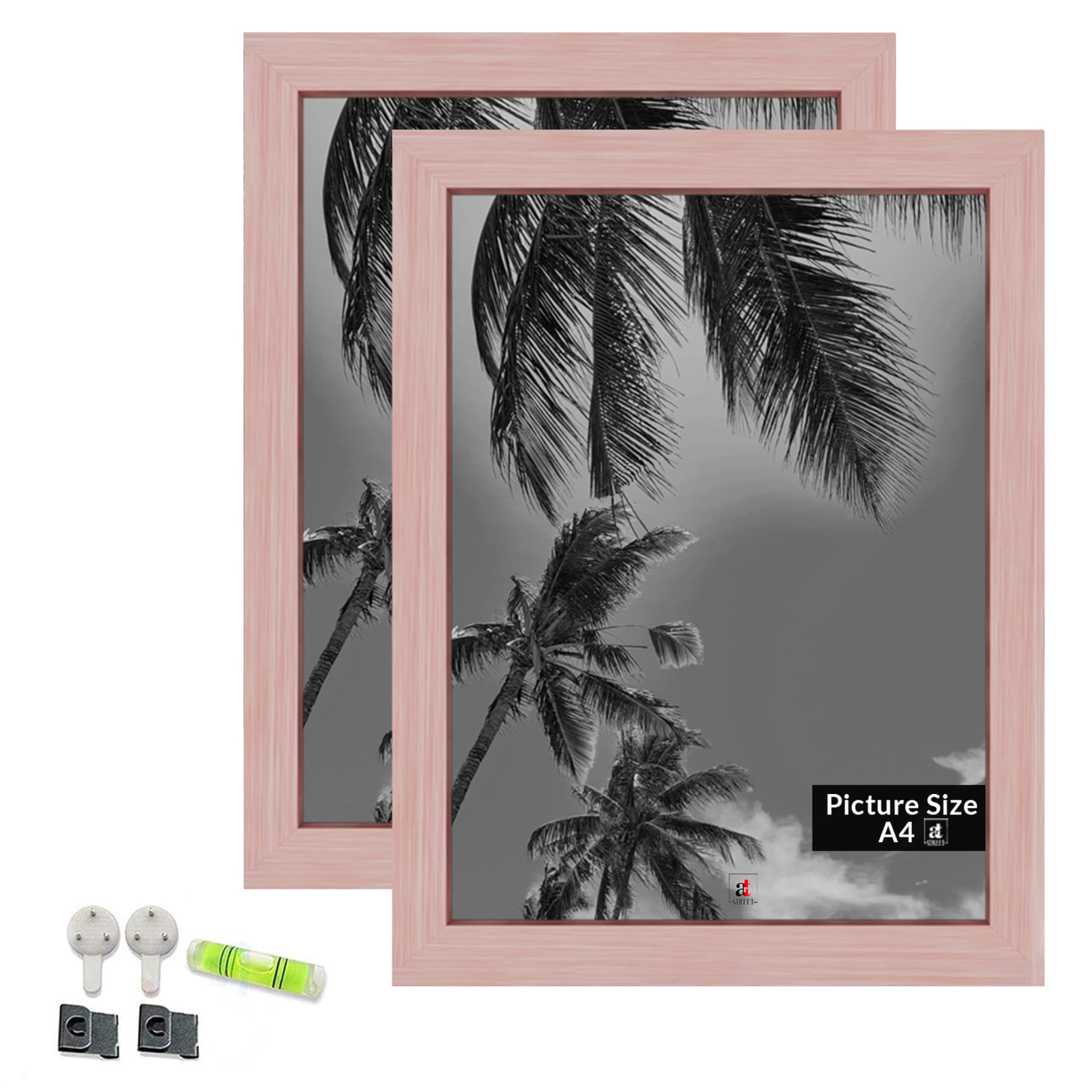 Art Street A4 Size Certificate, Document Photo Frames Set Of 2 For Home Decoration, Living Room, Office Decoration (Pink, Size: 