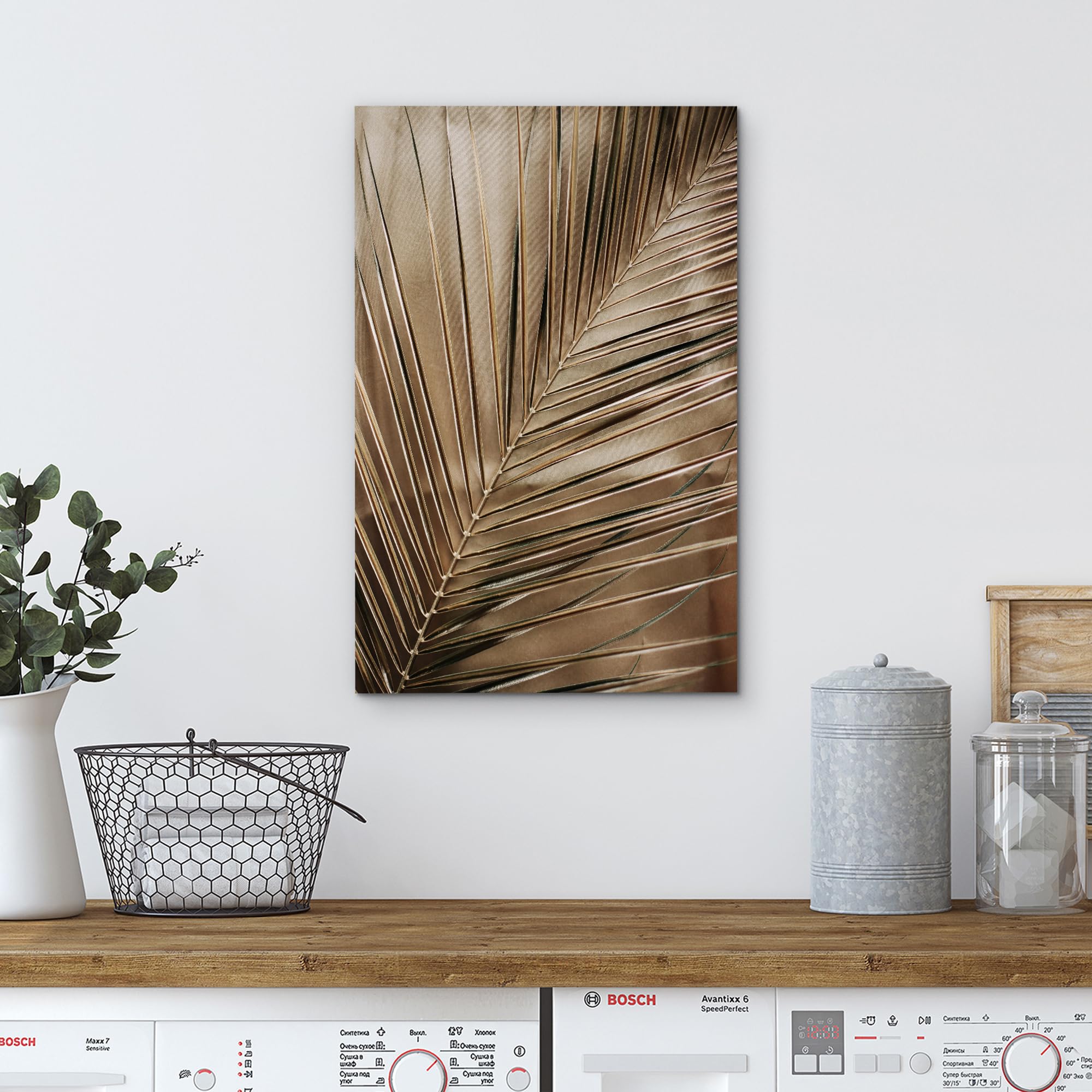 Wall26 Canvas Print Wall Art Modern Golden Palm Leaf Luxurious Botanical Nature Wilderness Photography Modern Art Decorative Cou