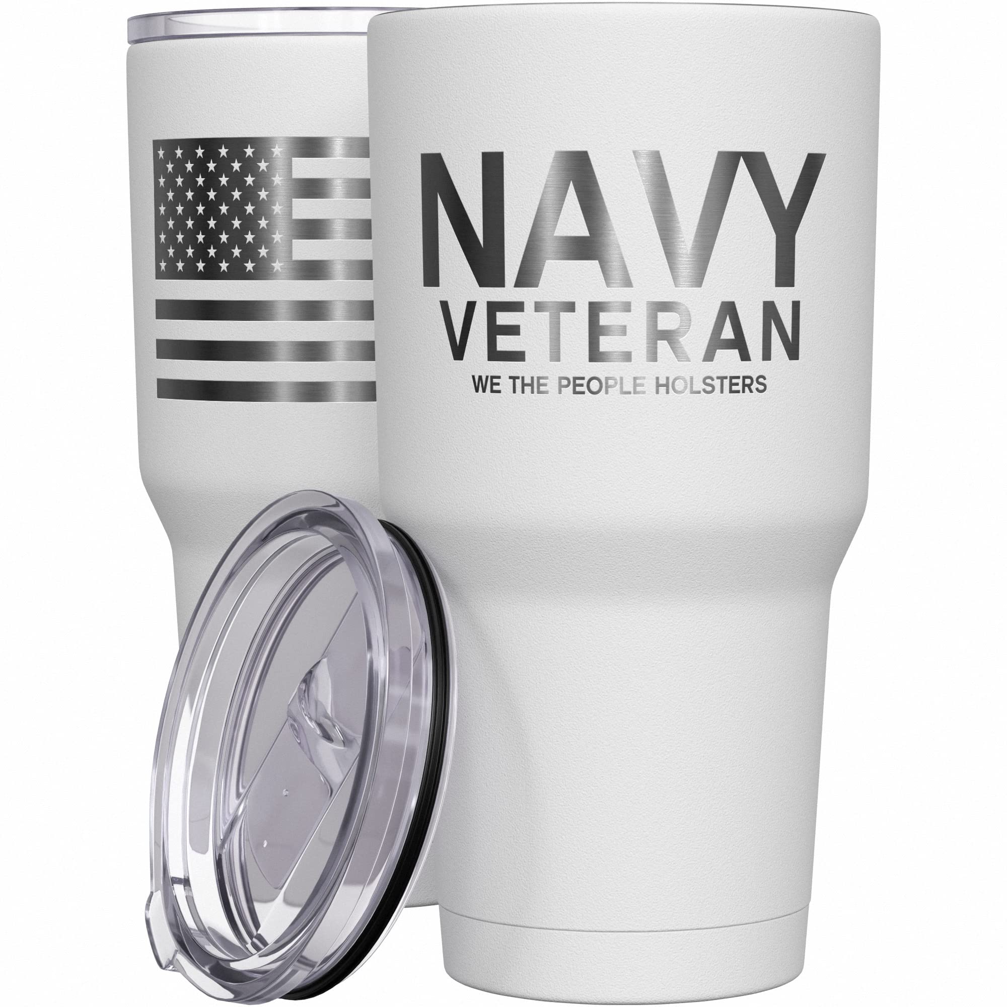 We The People Holsters - Navy Veteran - Navy Travel Mug - American Flag Coffee Travel Mug - Navy Military Tumbler - Double Insul