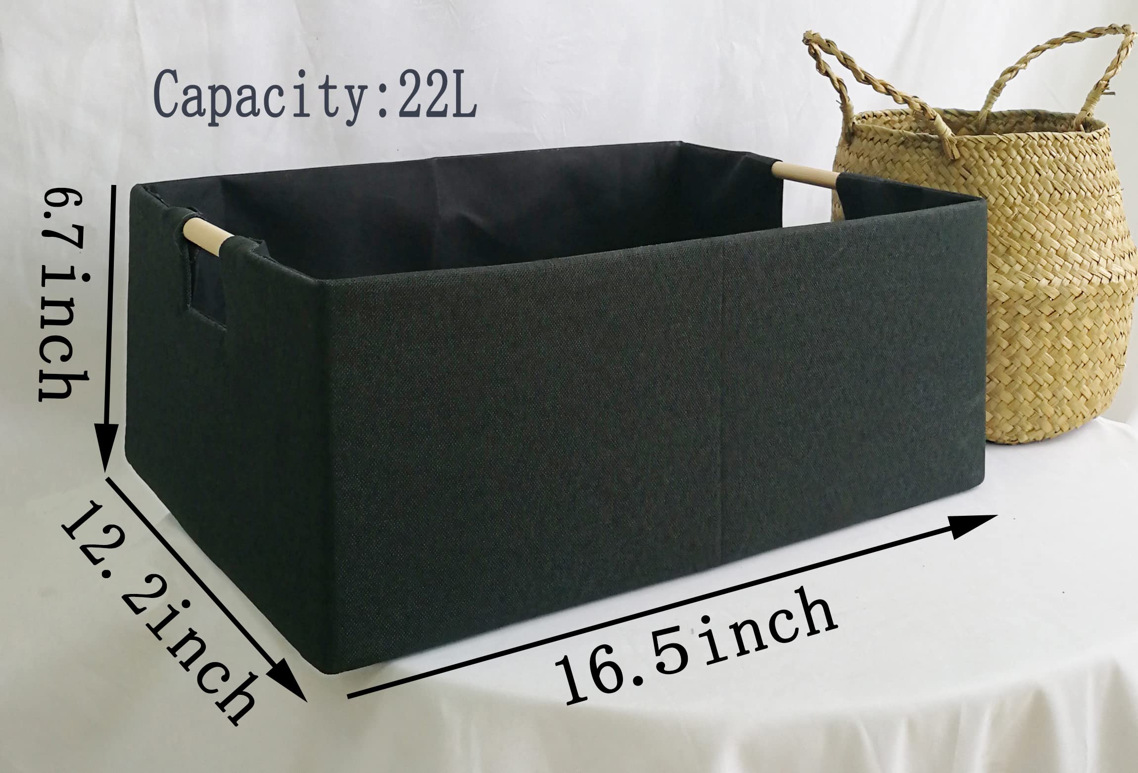 Fuuloxe Storage Bin For Shelves Rectangle Closet Baskets Foldable Box With Handles, Gray Storage Bins, Storage Boxes For Home Of