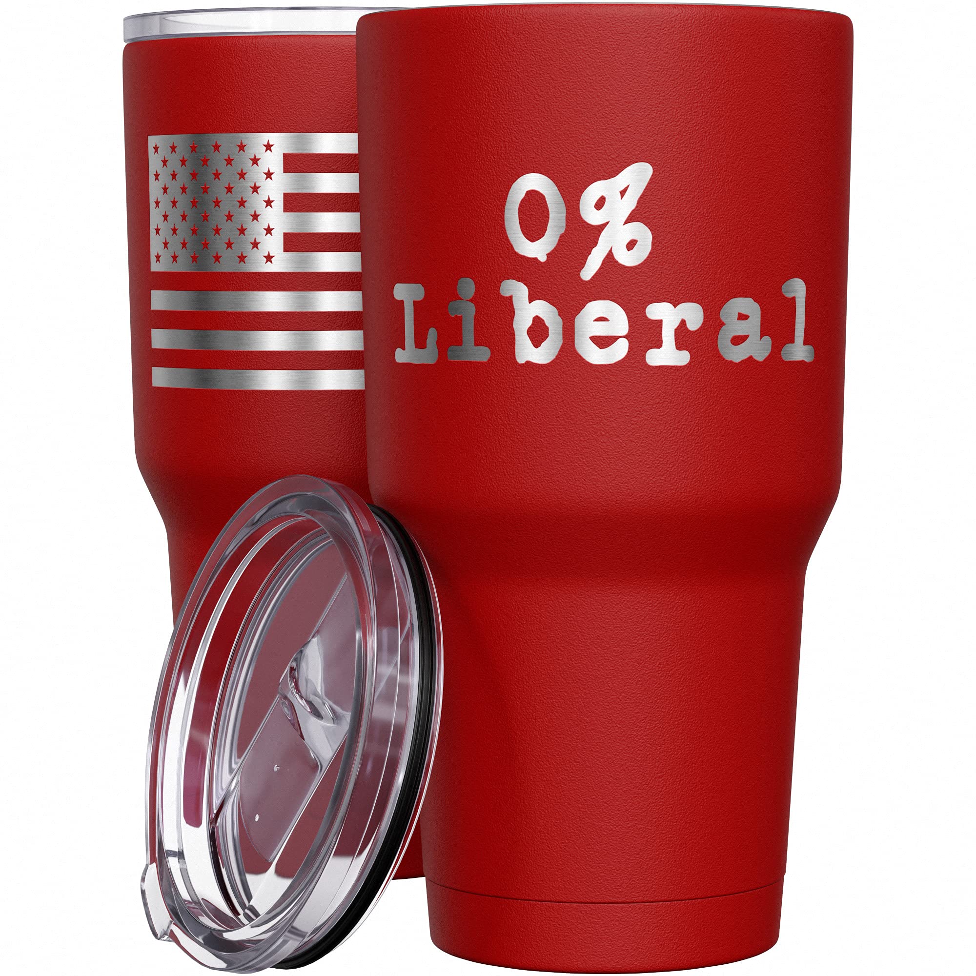 We The People Holsters - 0% Liberal - Anti Liberal Cup - American Flag Coffee Travel Mug - Republican Coffee Mug - Double Insula