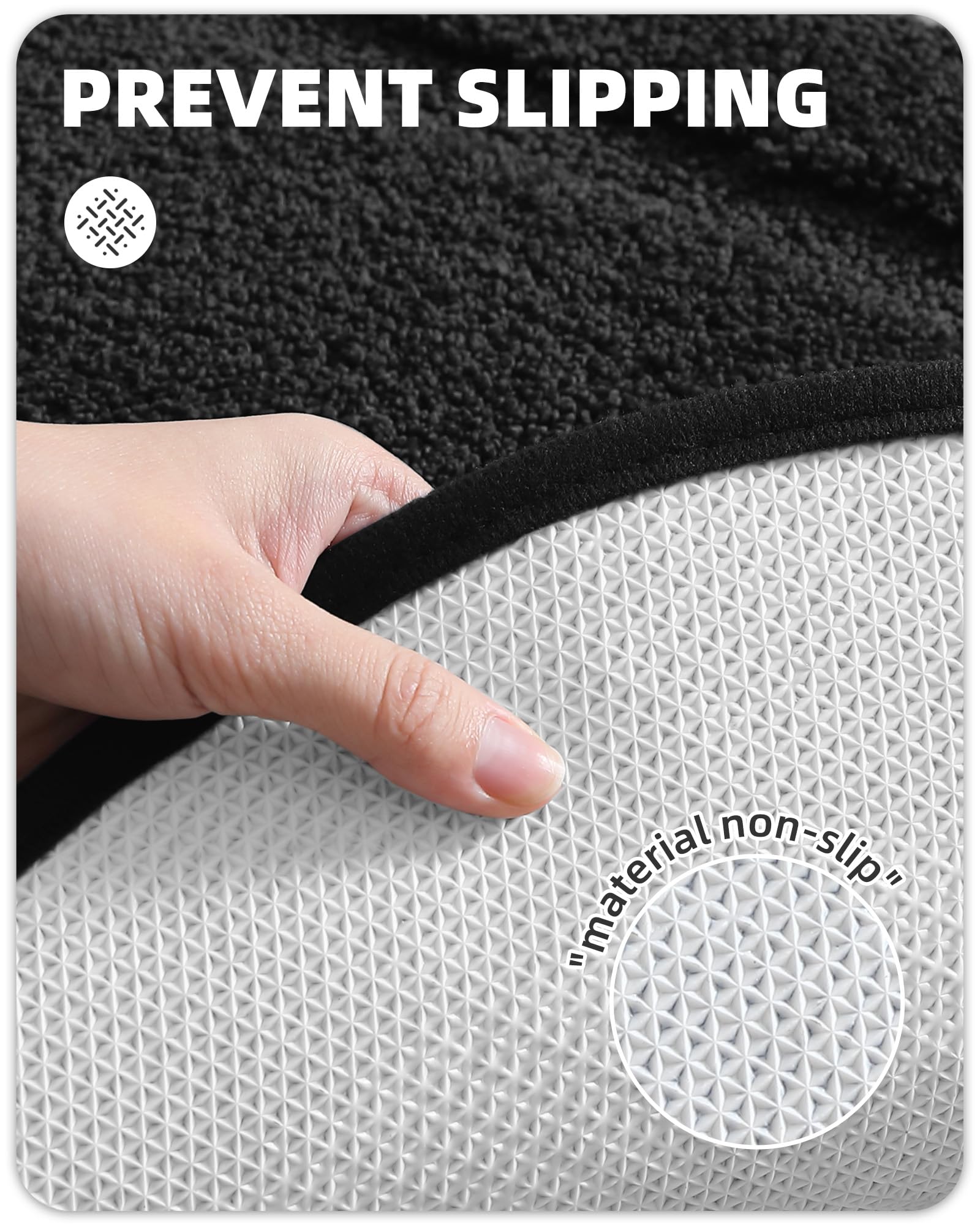 Color&Geometry Black Bathroom Rugs, Non Slip, Absorbent, Soft, Washable, Thick Bath Mat, 24''X43'' Small Bath Rug Bath Mats For
