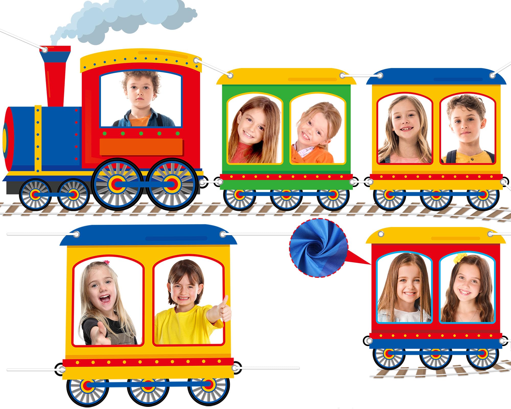 Train Birthday Shaped Photo Prop Decorations Chugga Chugga Two Two Banner Backdrop Party Fabric Sign Party Banner Large Steam Ca