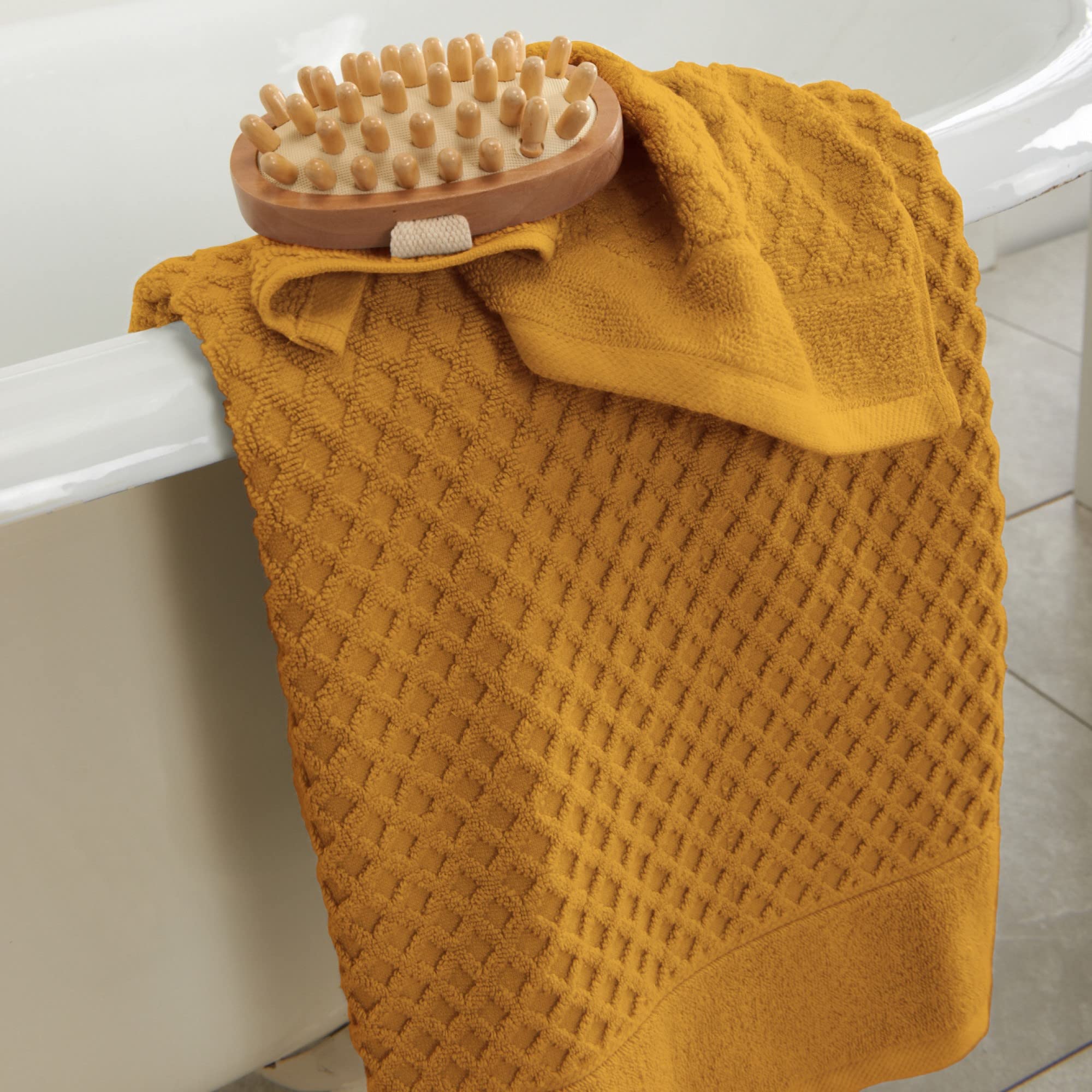 Great Bay Home 100% Cotton Marigold Hand Towels  6 Soft Bathroom Hand Towels  Highly Absorbent, Quick Dry Bath Towels  Grayson C
