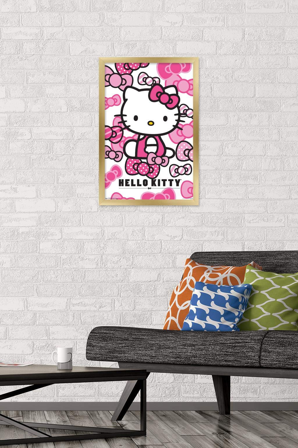 Trends International Hello Kitty - Bows Wall Poster, 14.725'' X 22.375'', Gold Framed Version